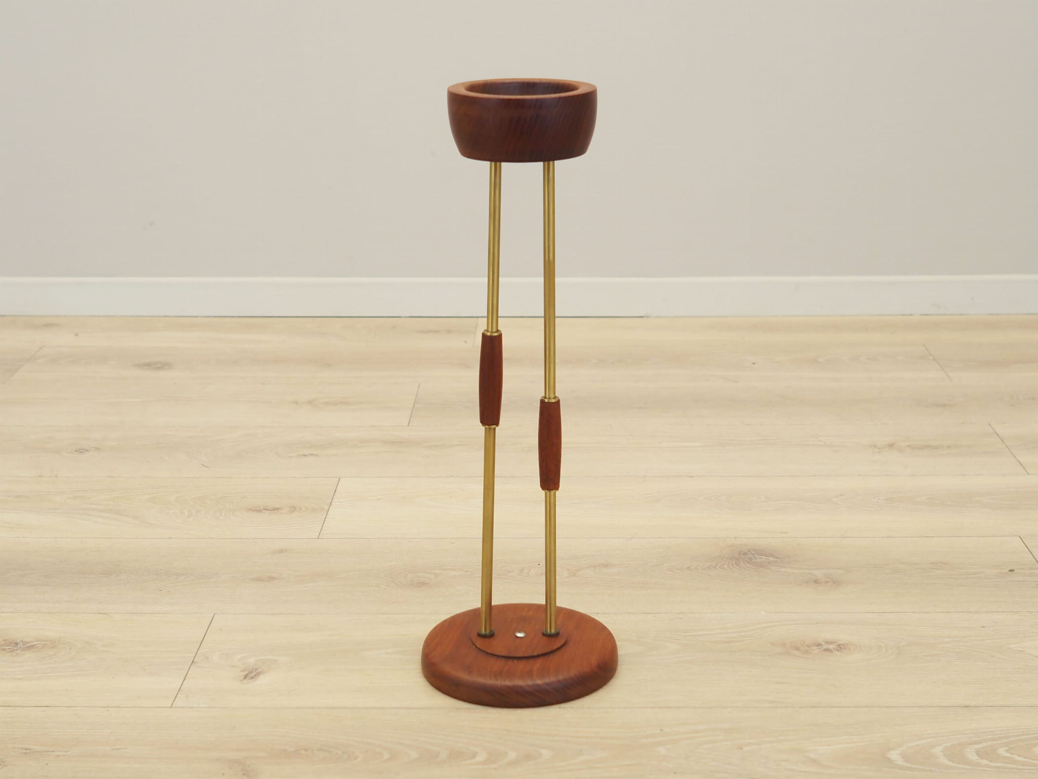 Vintage Ashtray Teak Wood Metal Brown 1970s