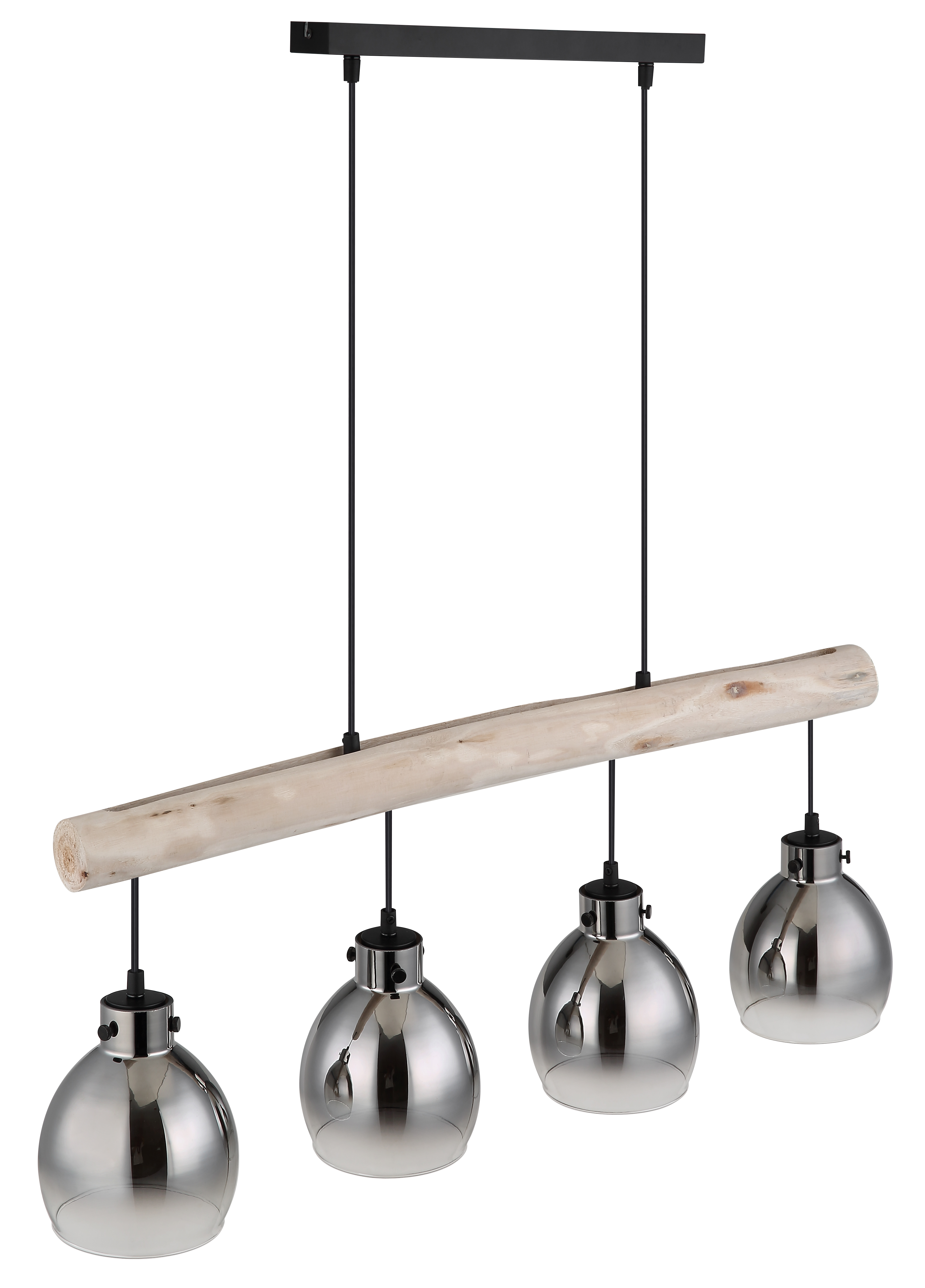 4-Flammig Ryan Typ A Pendelleuchte Rauchglas Eisen