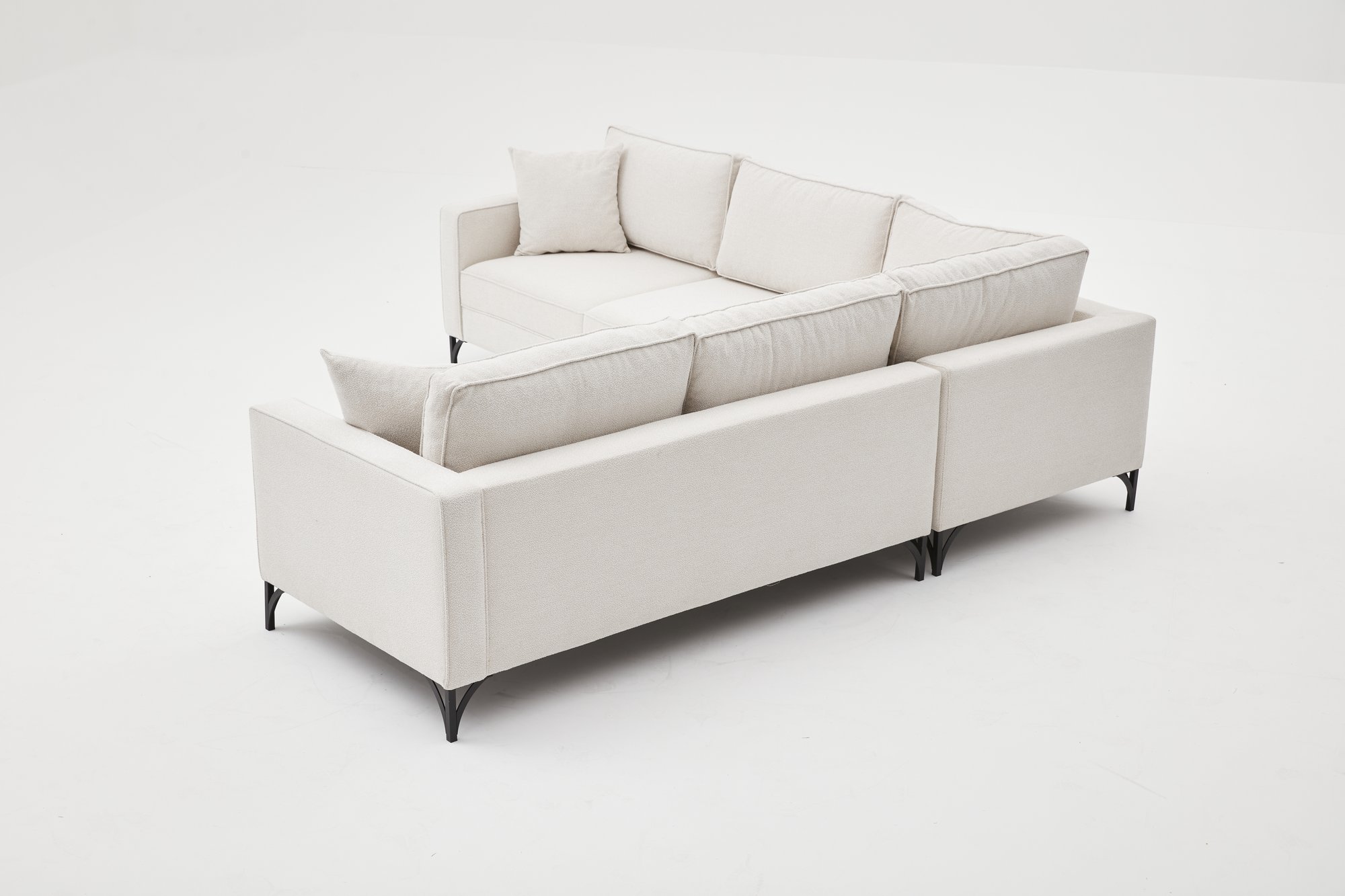 Lima Ecksofa 4-Sitzer Creme mit schwarzen Beinen