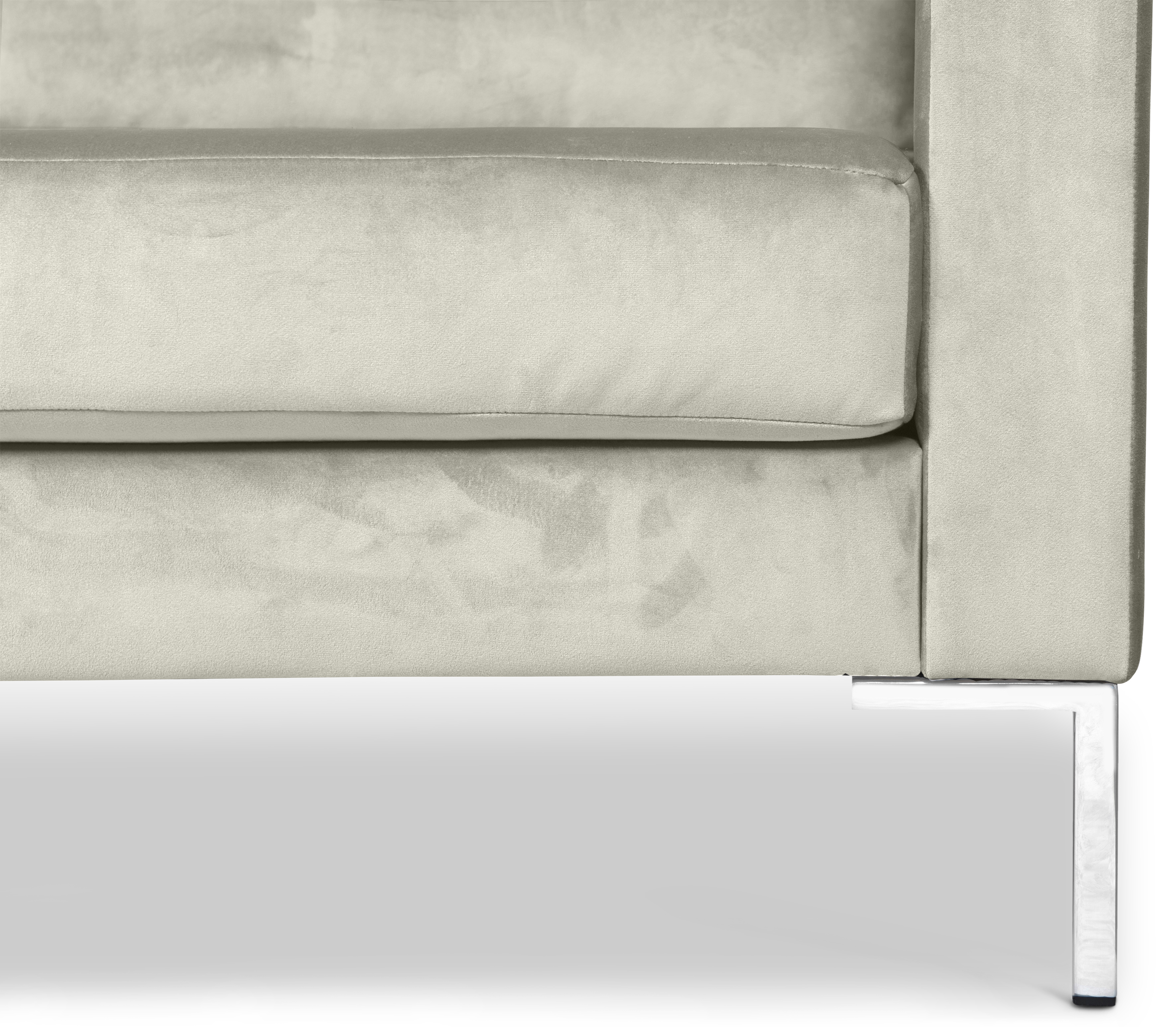 Portobello Sofa Récamiere Links Samt Metall Creme