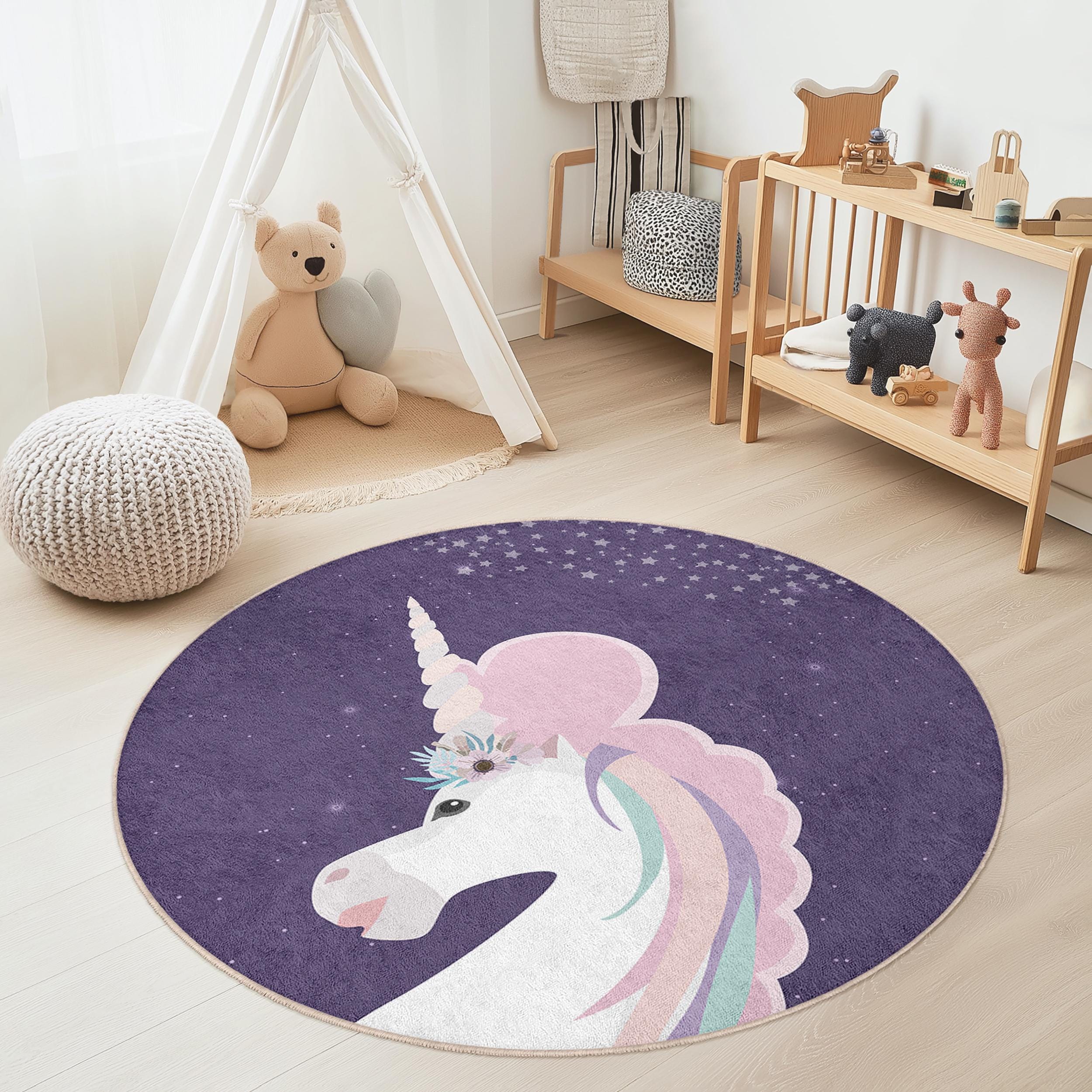 Magical Unicorn Children's Rug Multicoloured ⌀120cm