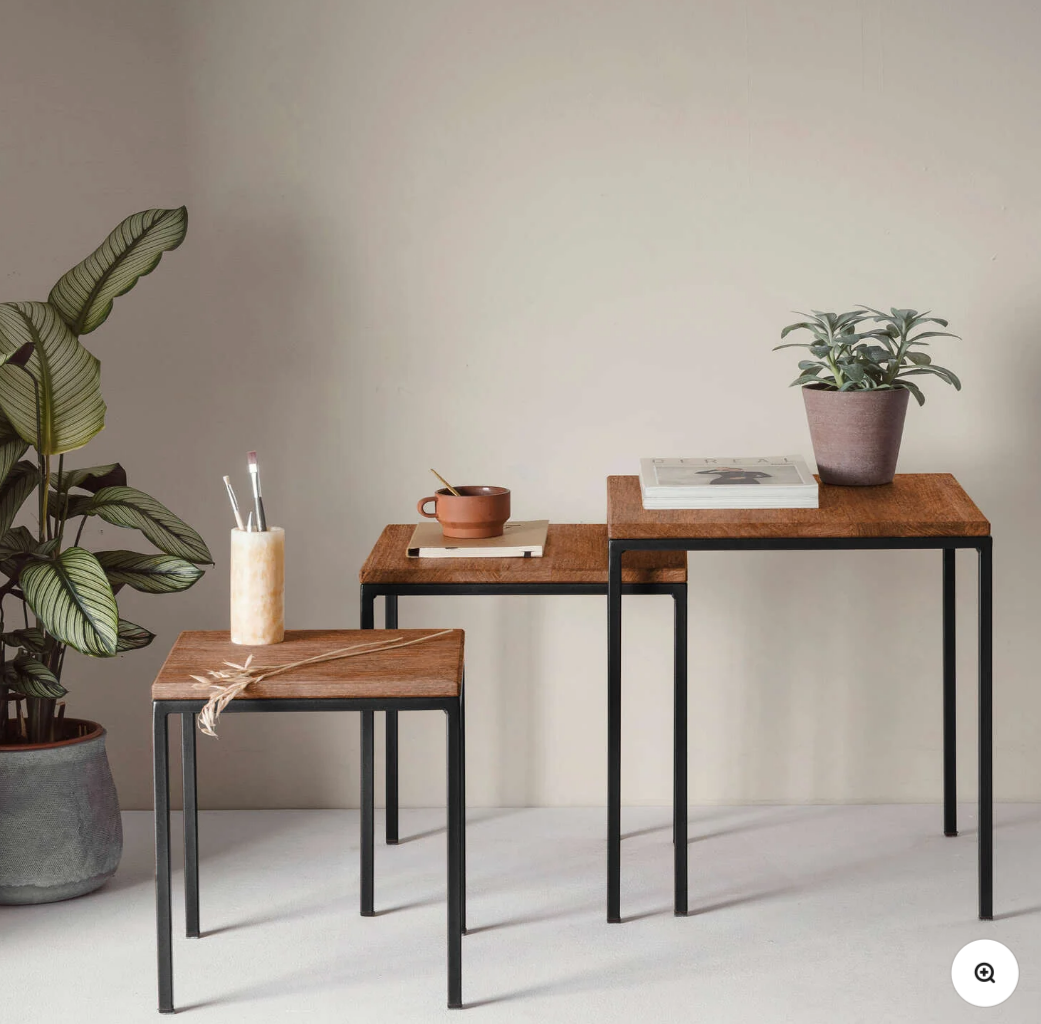 Cube 3er Tisch Set Beistelltisch Couchtisch Buchenholz