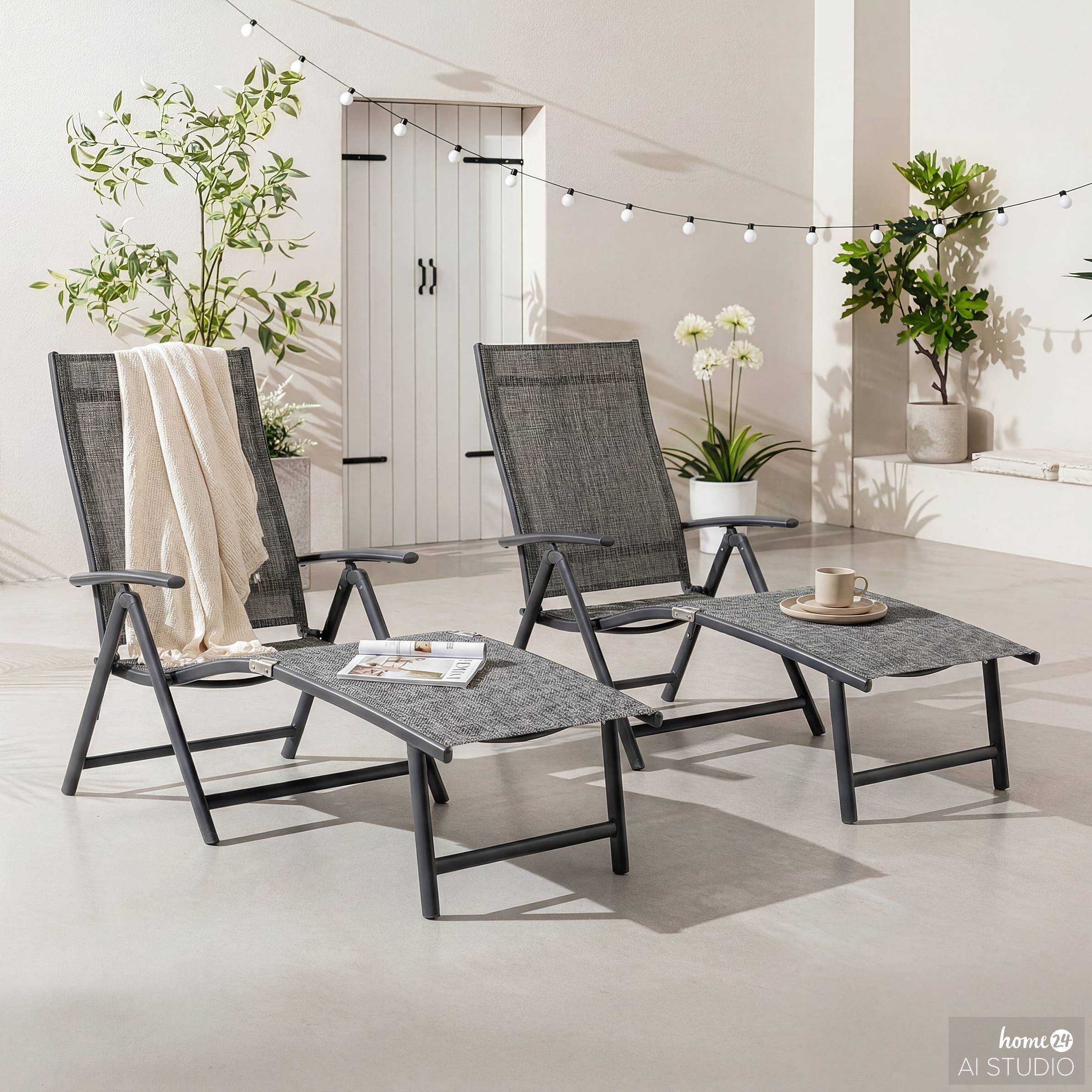Lindy Gartenliege 2er Set Aluminium Grau 