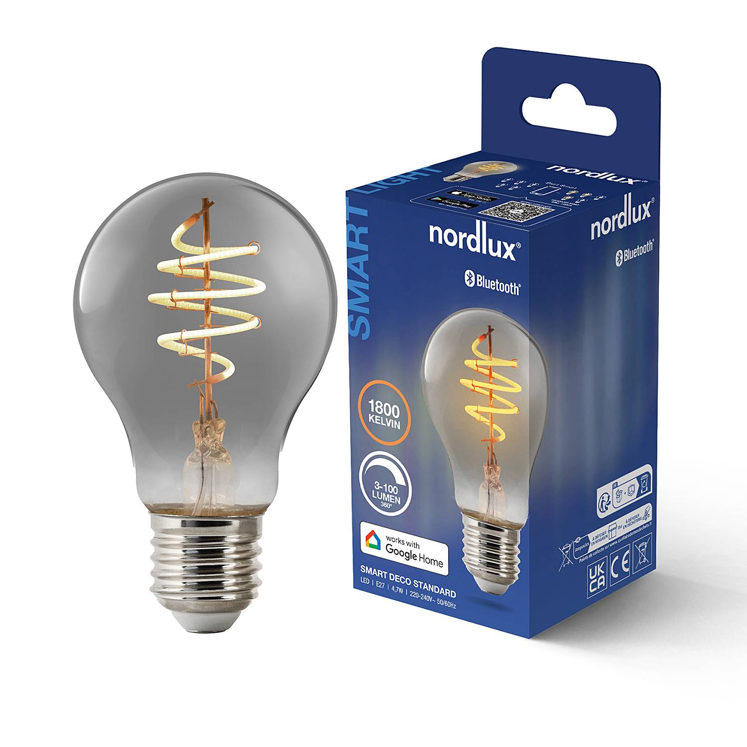 Smart E27 Leuchtmittel Rauchglas 6x11cm