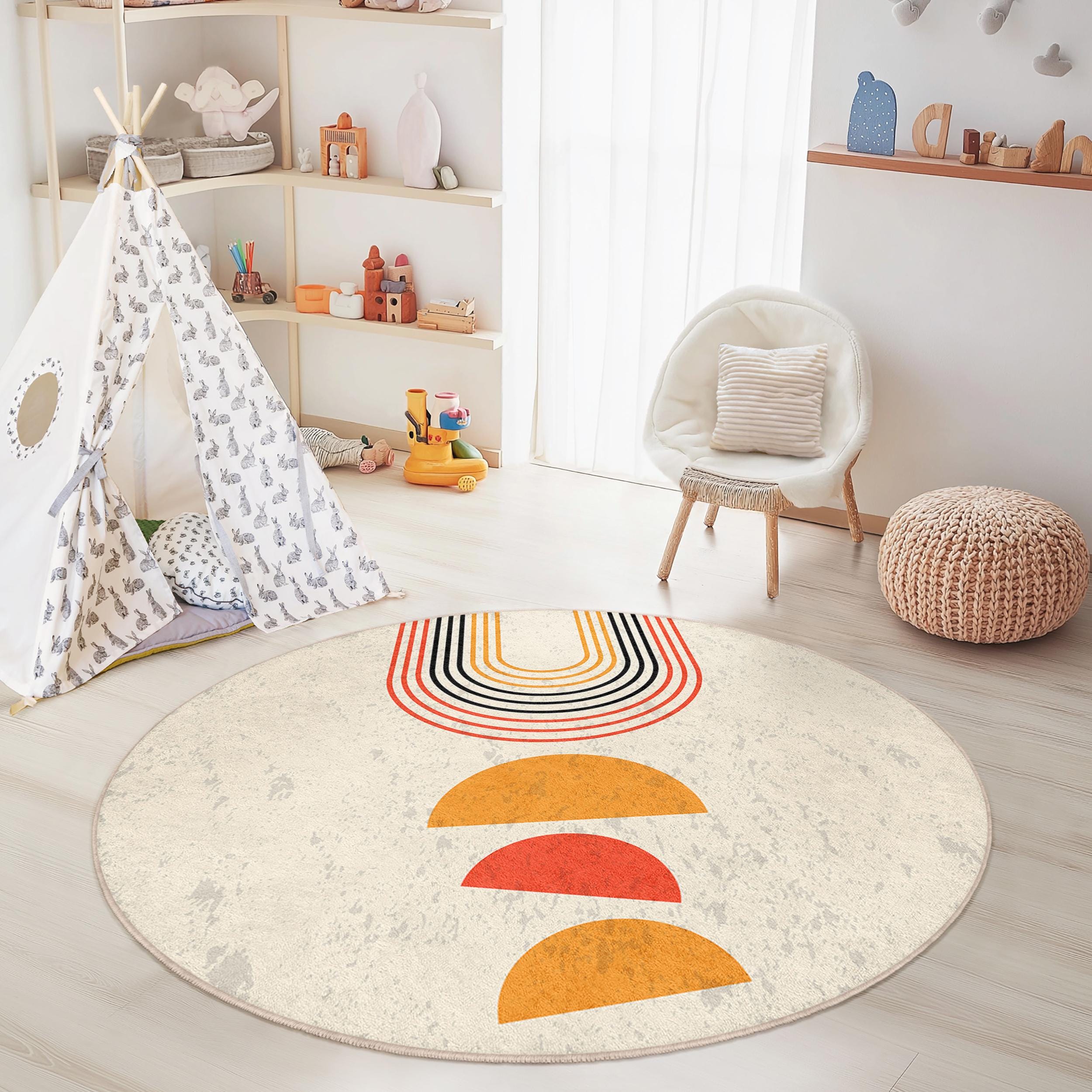 Circular pattern Children's rug Multicolored Ø150cm