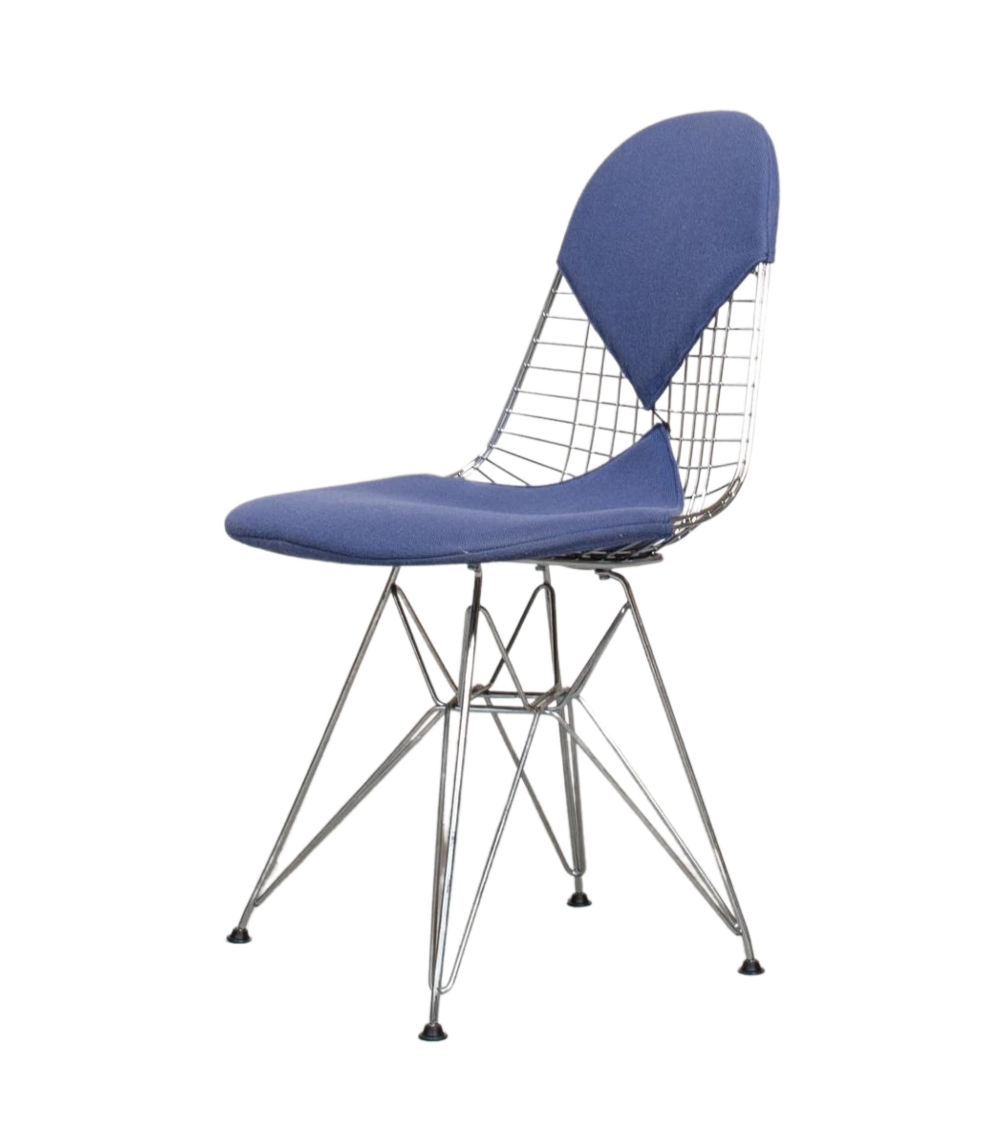 Eames Wire Chair DKR mit Polster Blau