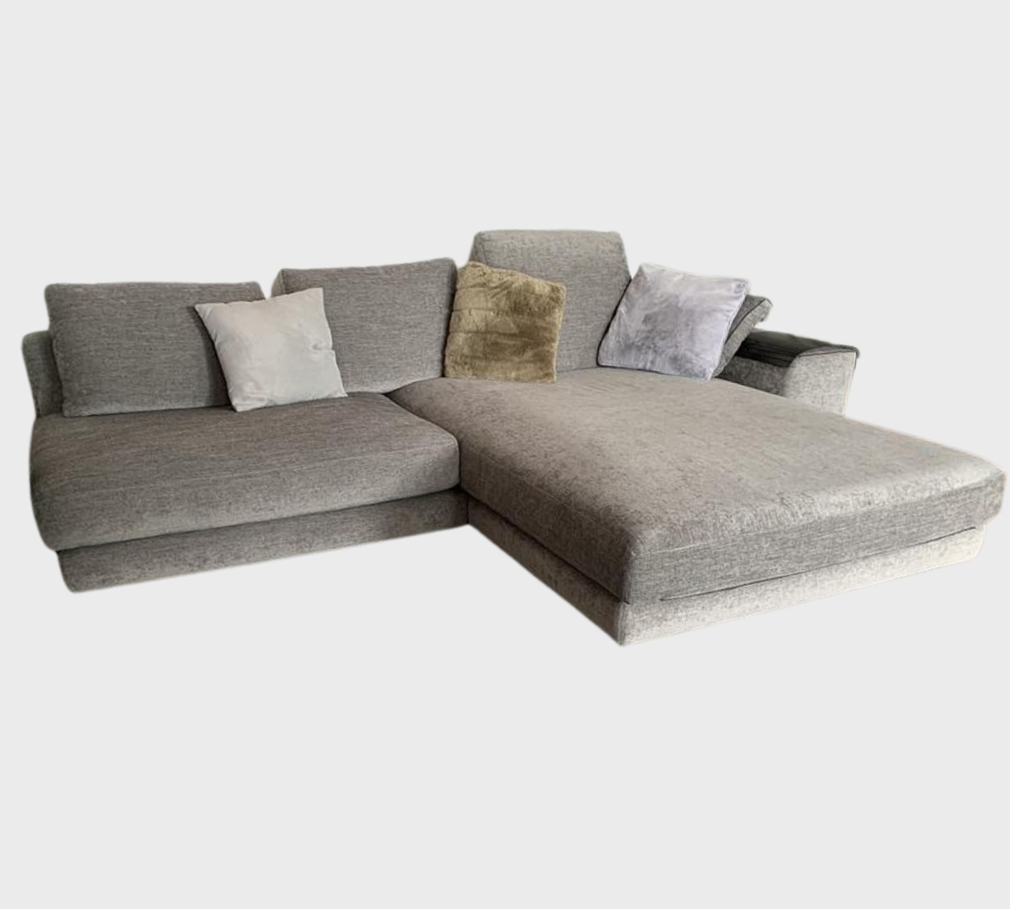 Sofa Récamiere Rechts Wolle Baumwolle Grau