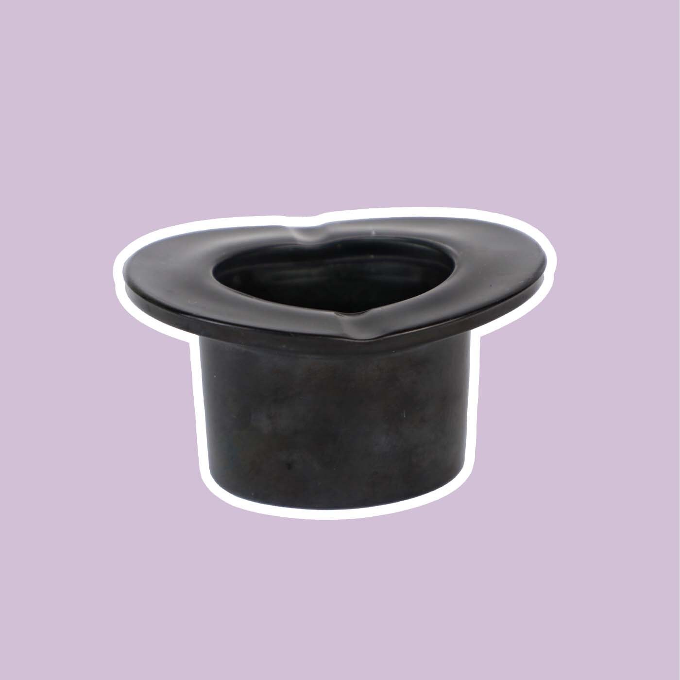 Vintage Hut Aschenbecher Glas Schwarz 1970er Jahre