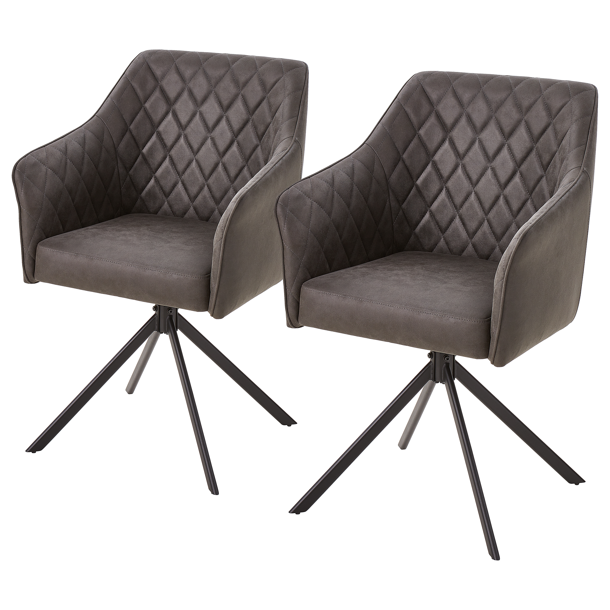 Armchair VALEI Set of 2 Swivel Faux Leather Grey