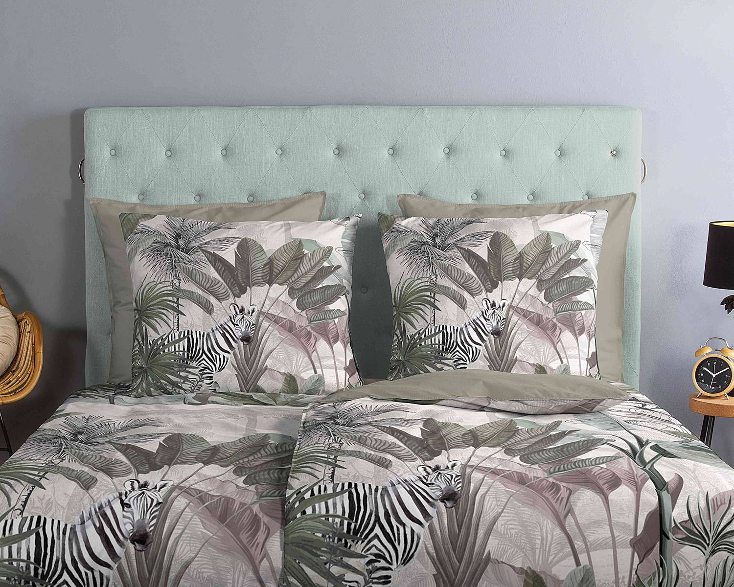 Irene Bettwäsche-Set Baumwolle Grau 155x220cm Kissen 80x80cm