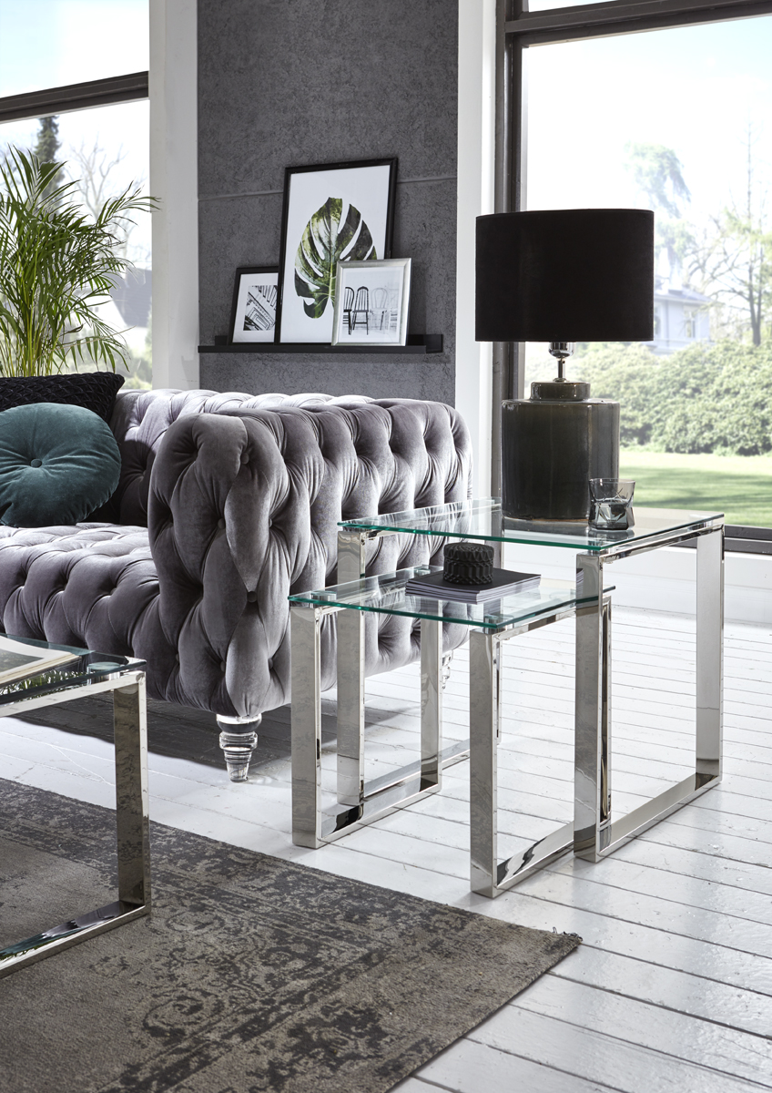 David Side Table Glass Stainless Steel