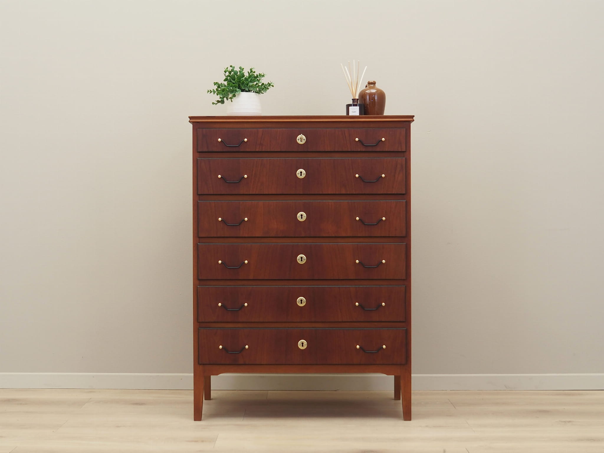Vintage chest of drawers Teak wood Brown 1970s