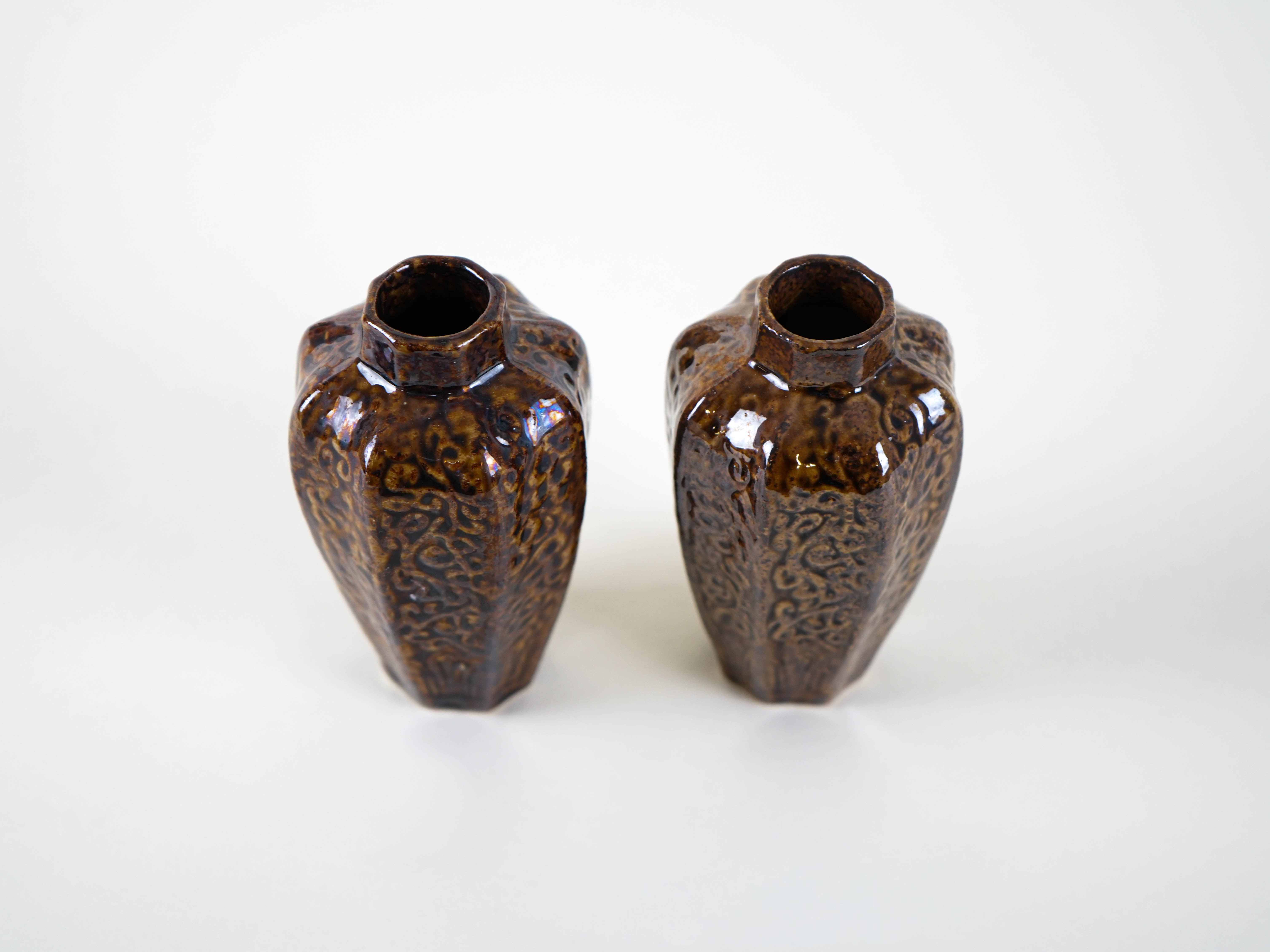 Ceramic Vases Brown Set of 2 1960s