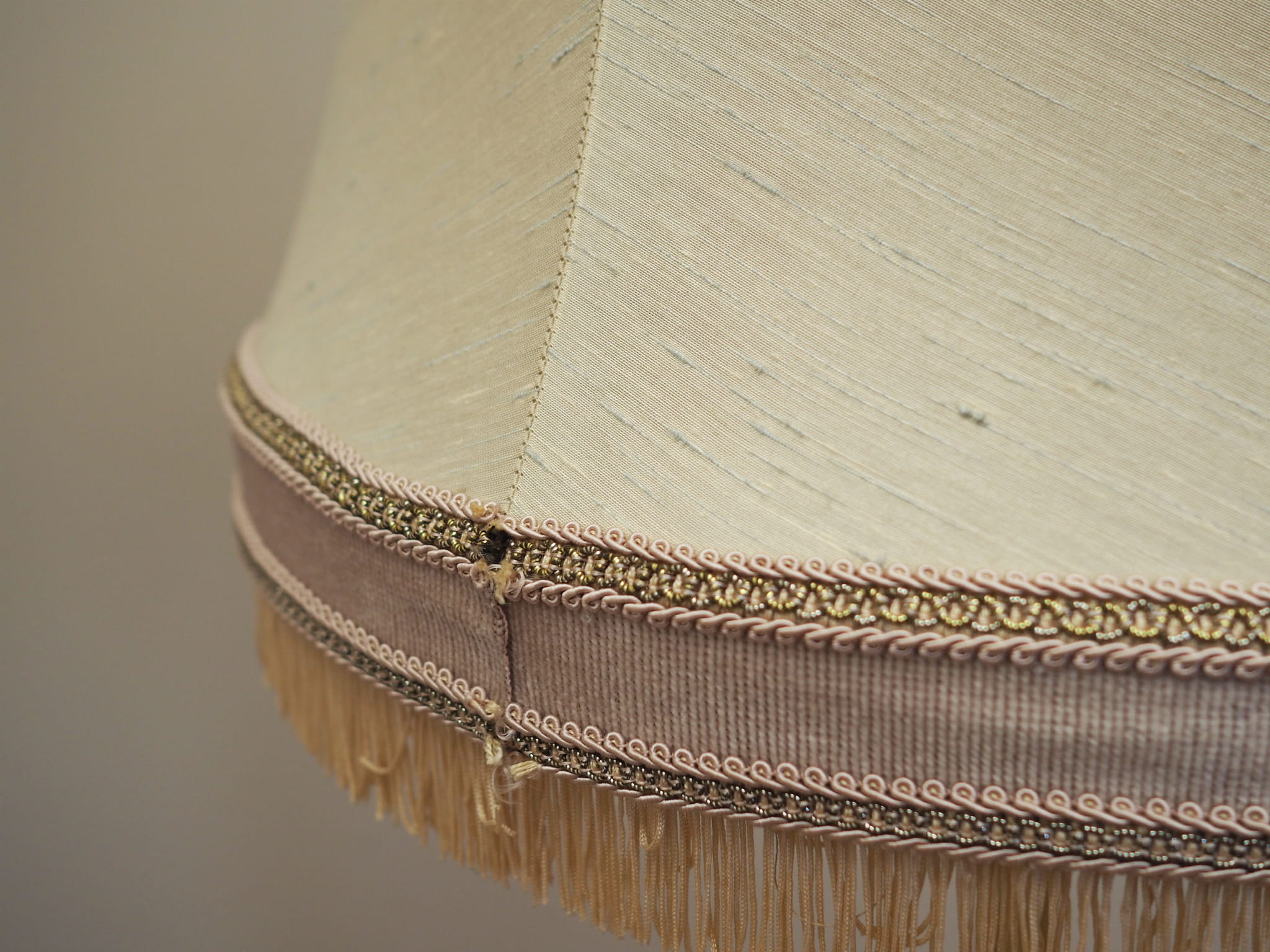 Vintage Floor Lamp Metal Textile Gold 1970s