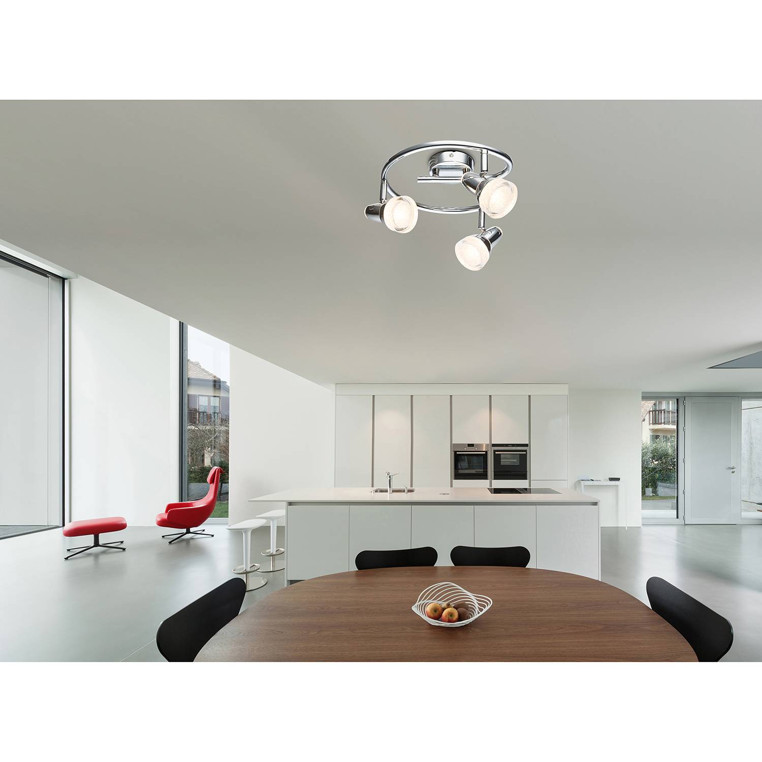 LED-Deckenleuchte Alaska I Kristallglas Silber