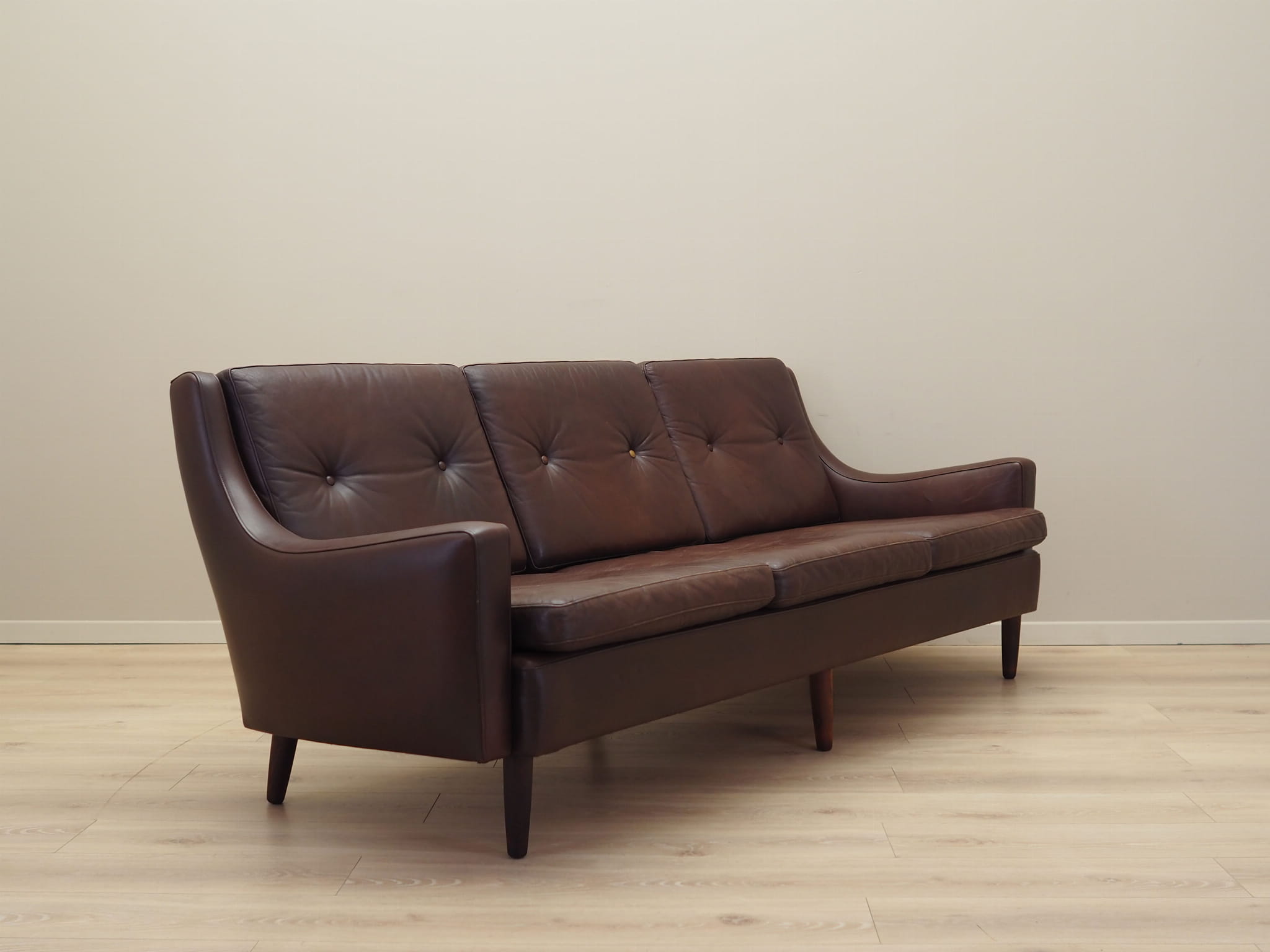 Sofa Leder Braun 1960er Jahre