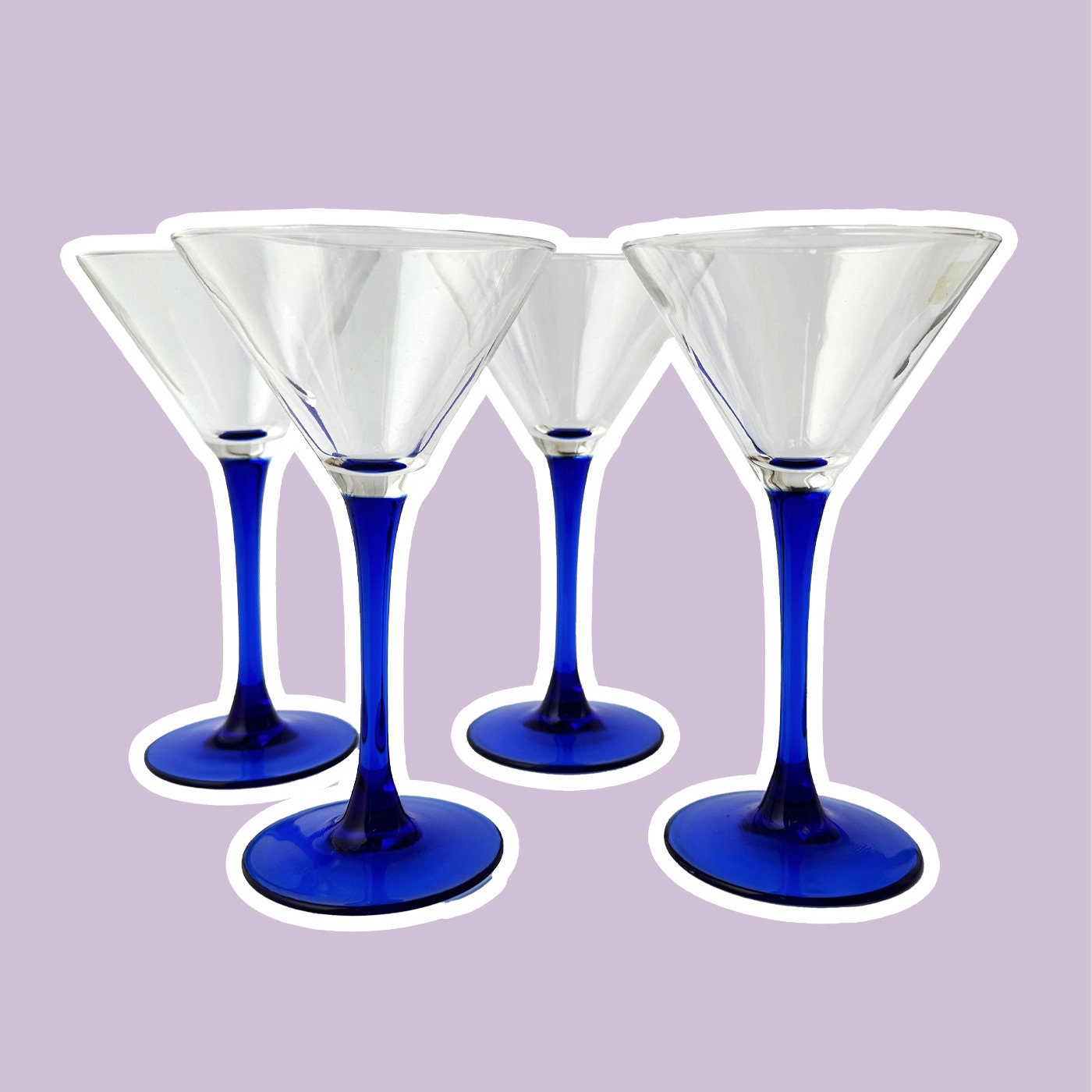 4x Vintage Martiniglas 1980er Jahre