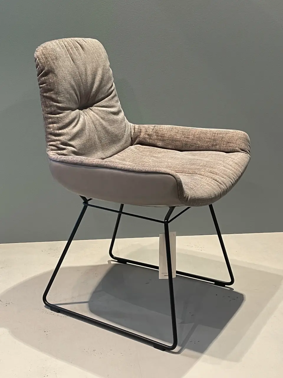 Leya Armchair Low Chair Textile Leather Sahara Stone