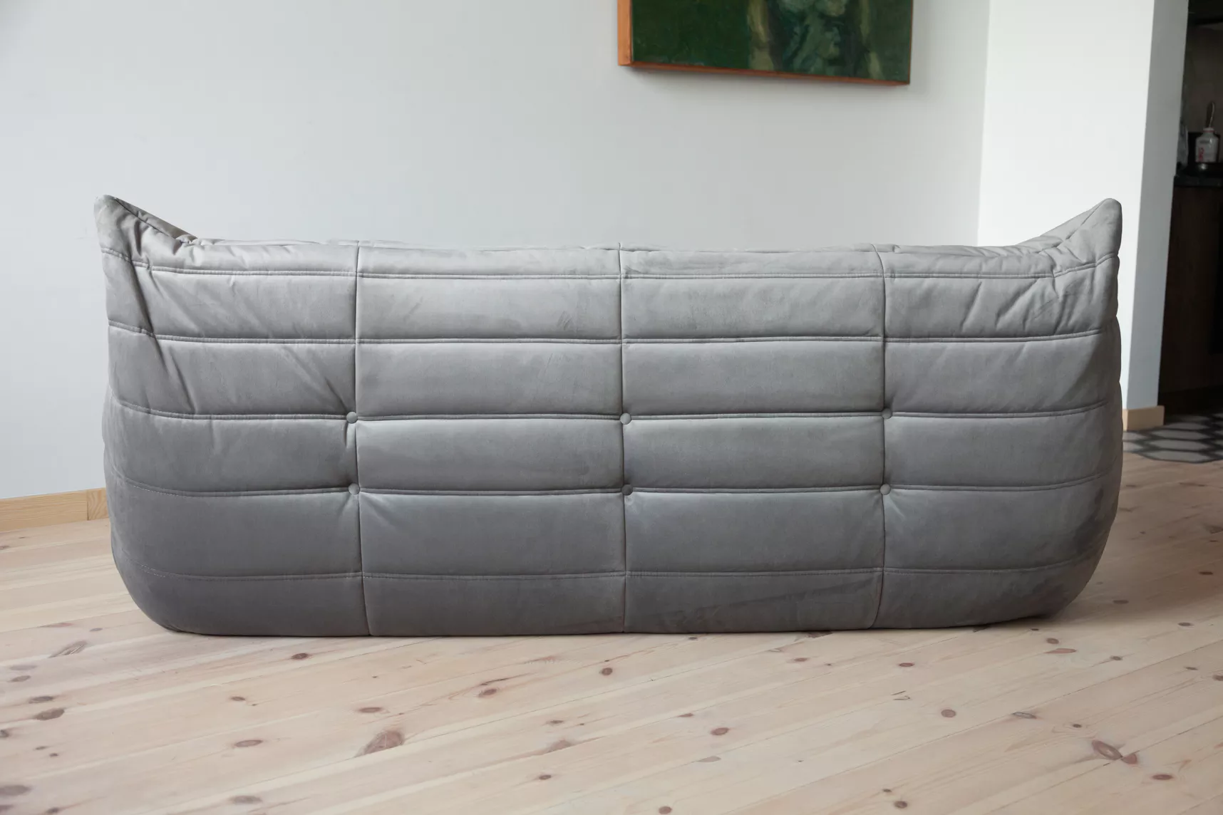 Togo Sofa 3-Sitzer Samt Silbergrau