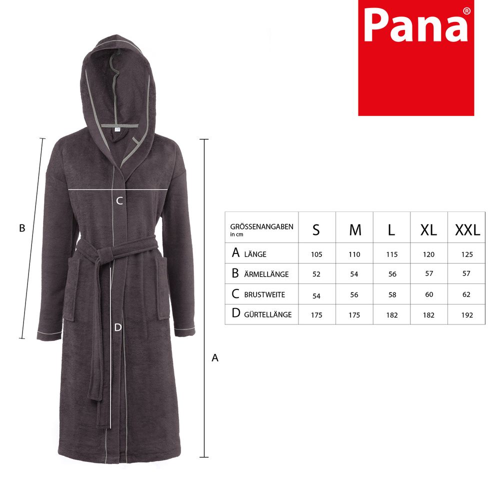 Unisex Baumwoll-Bademantel mit Kapuze Anthrazit Medium