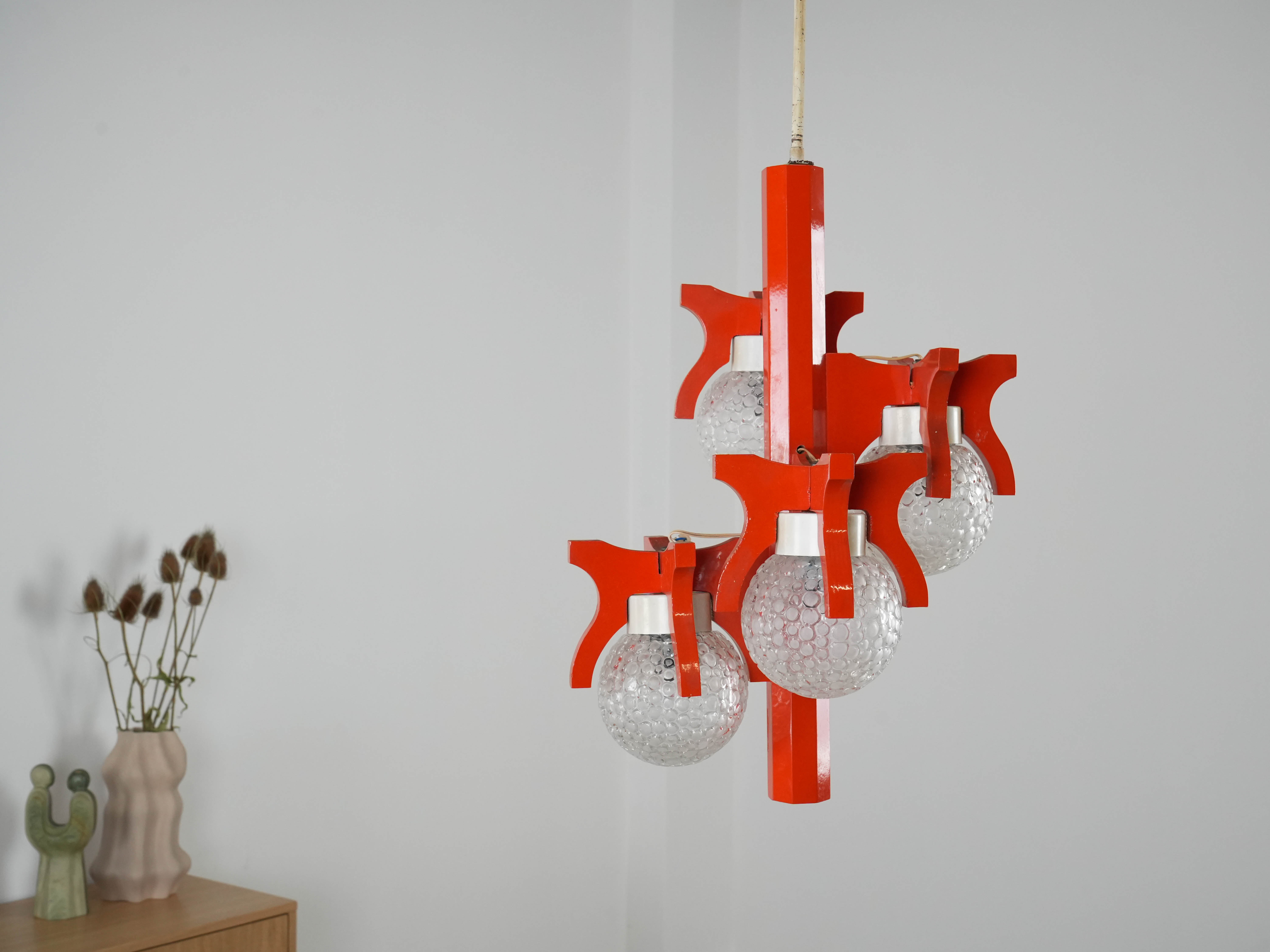 Space Age Pendant Lamp Orange 1970s