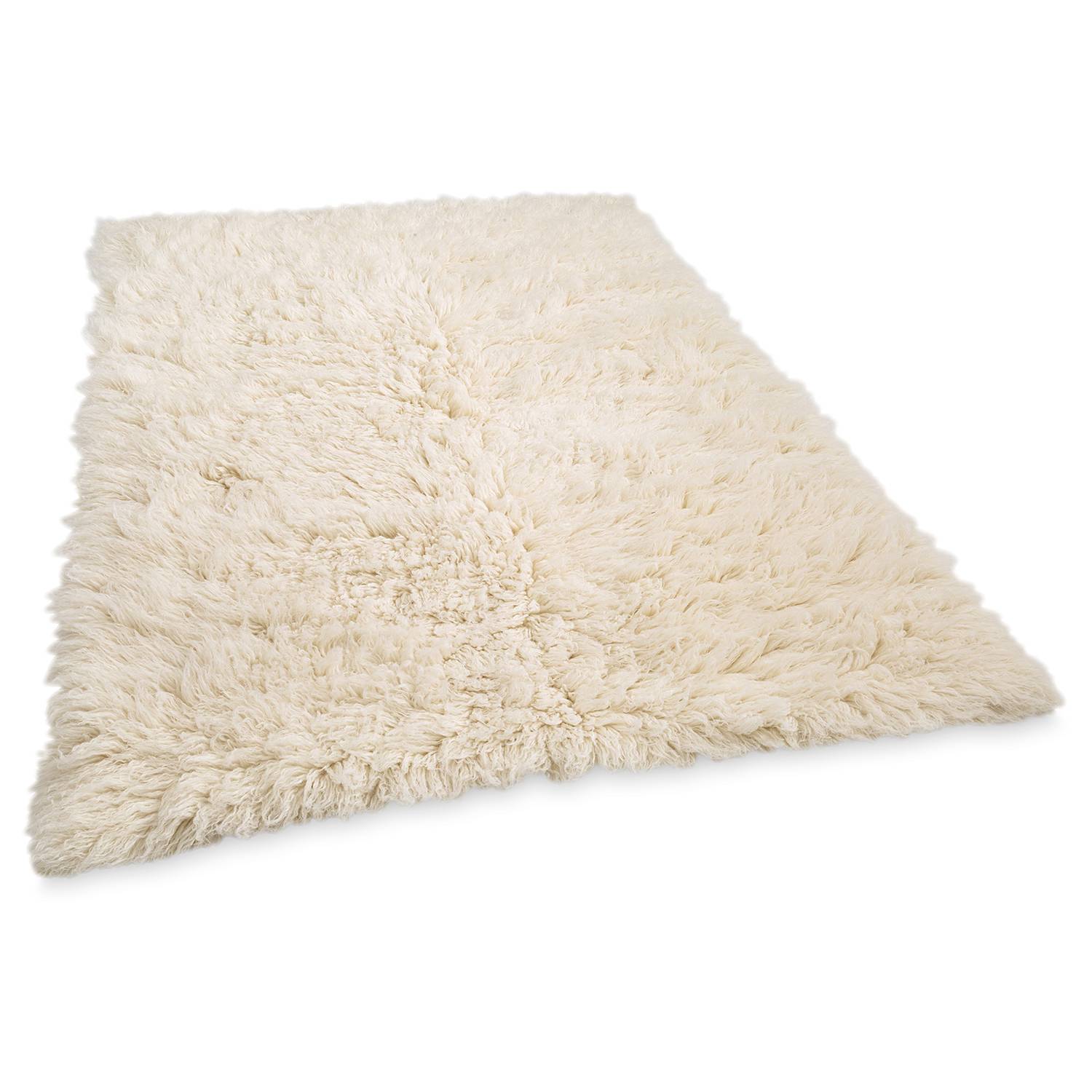 Flokos XXL Teppich Schurwolle Weiß 70 x 140 cm