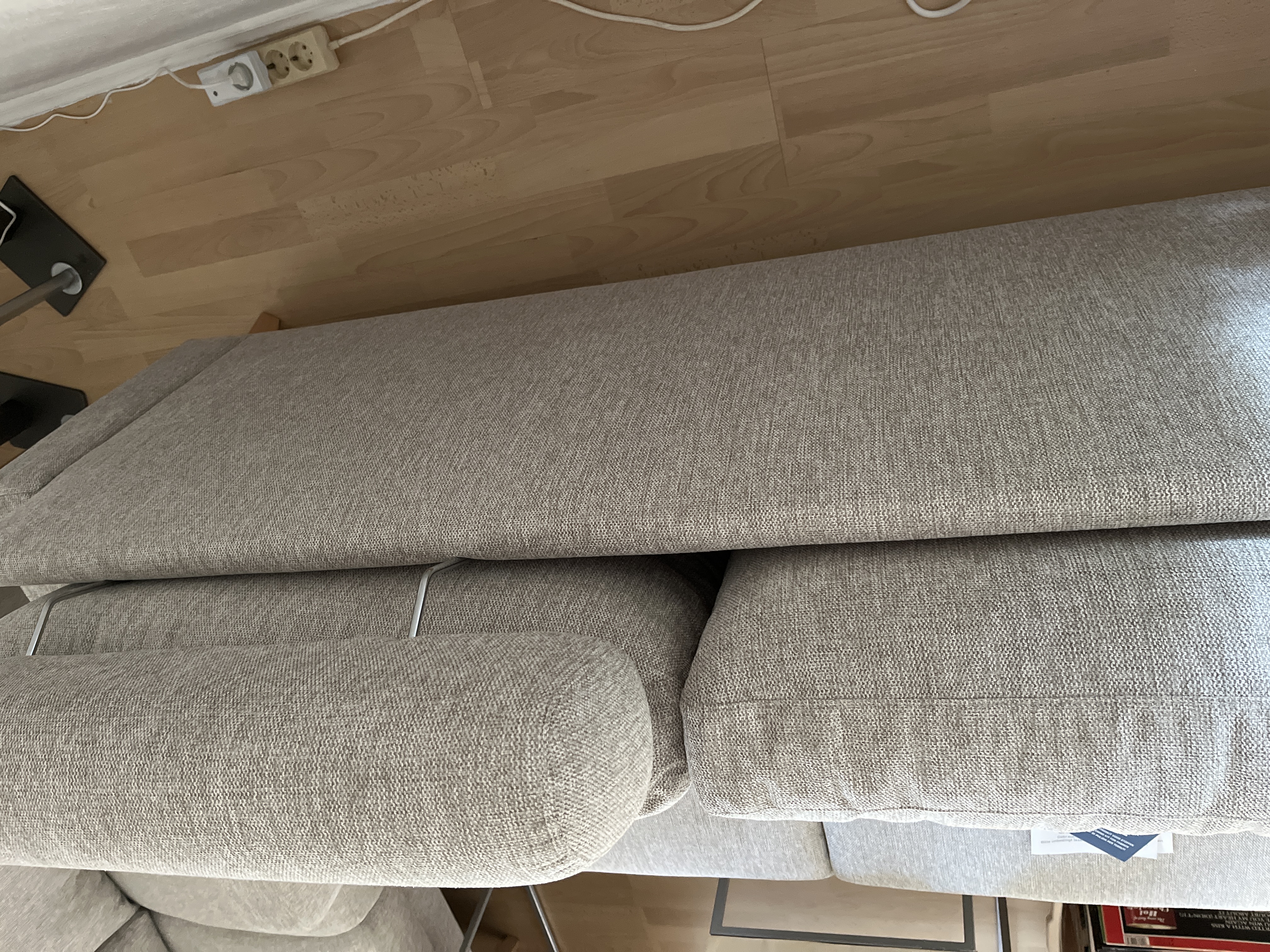 2x Sofa 2-Sitzer Leinen Holz Beige