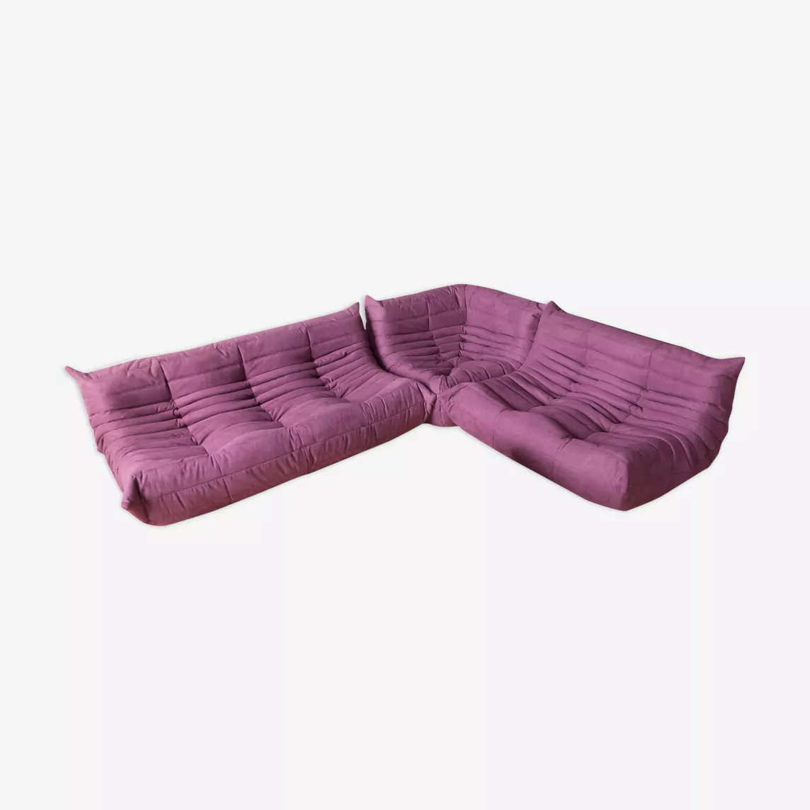 Togo Lounge Set 3-tlg. Textil Aubergine