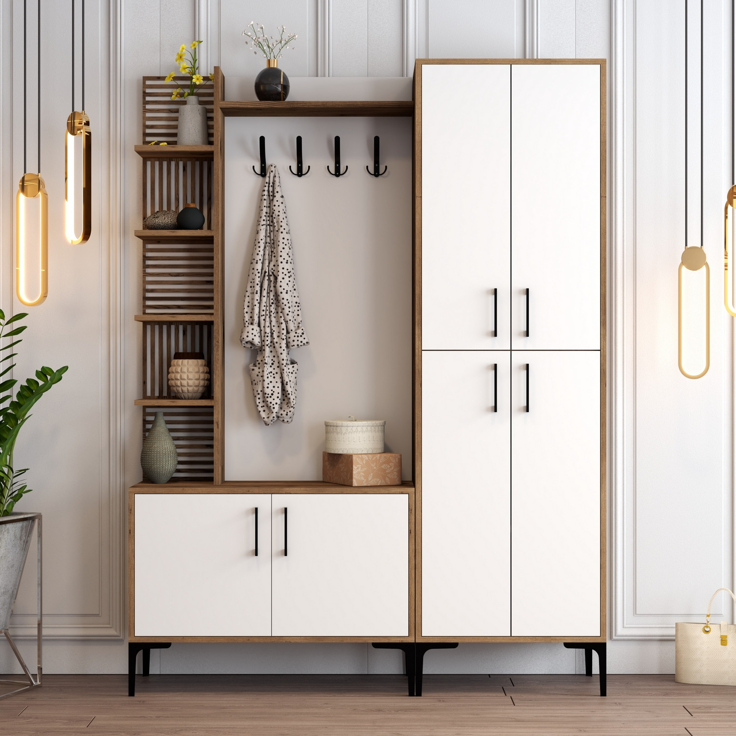 Extend Wardrobe Walnut Brown White 150cm x 200cm