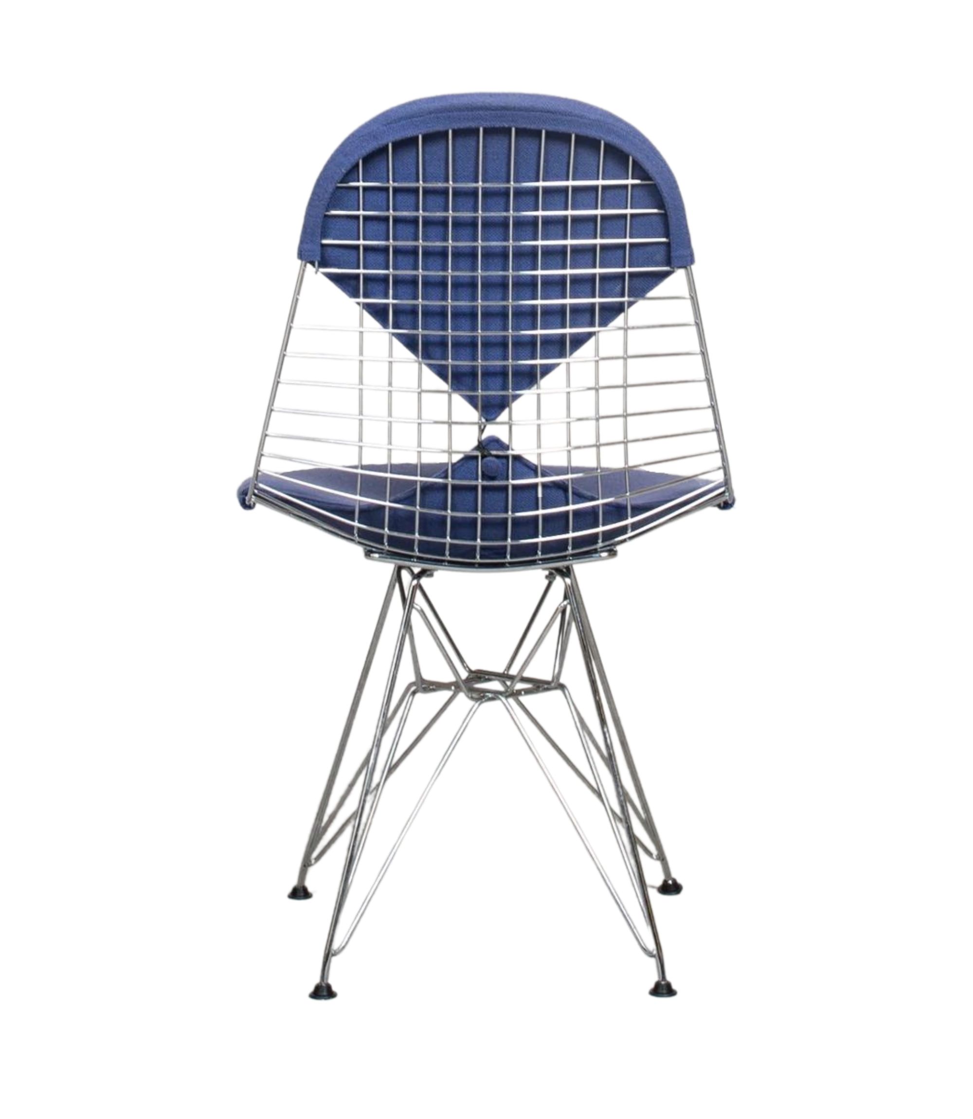 Eames Wire Chair DKR mit Polster Blau