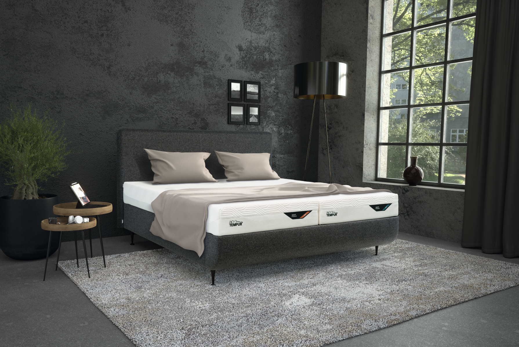Arc™ Form Bett mit verstellbaren Rahmen Grau 180 x 200