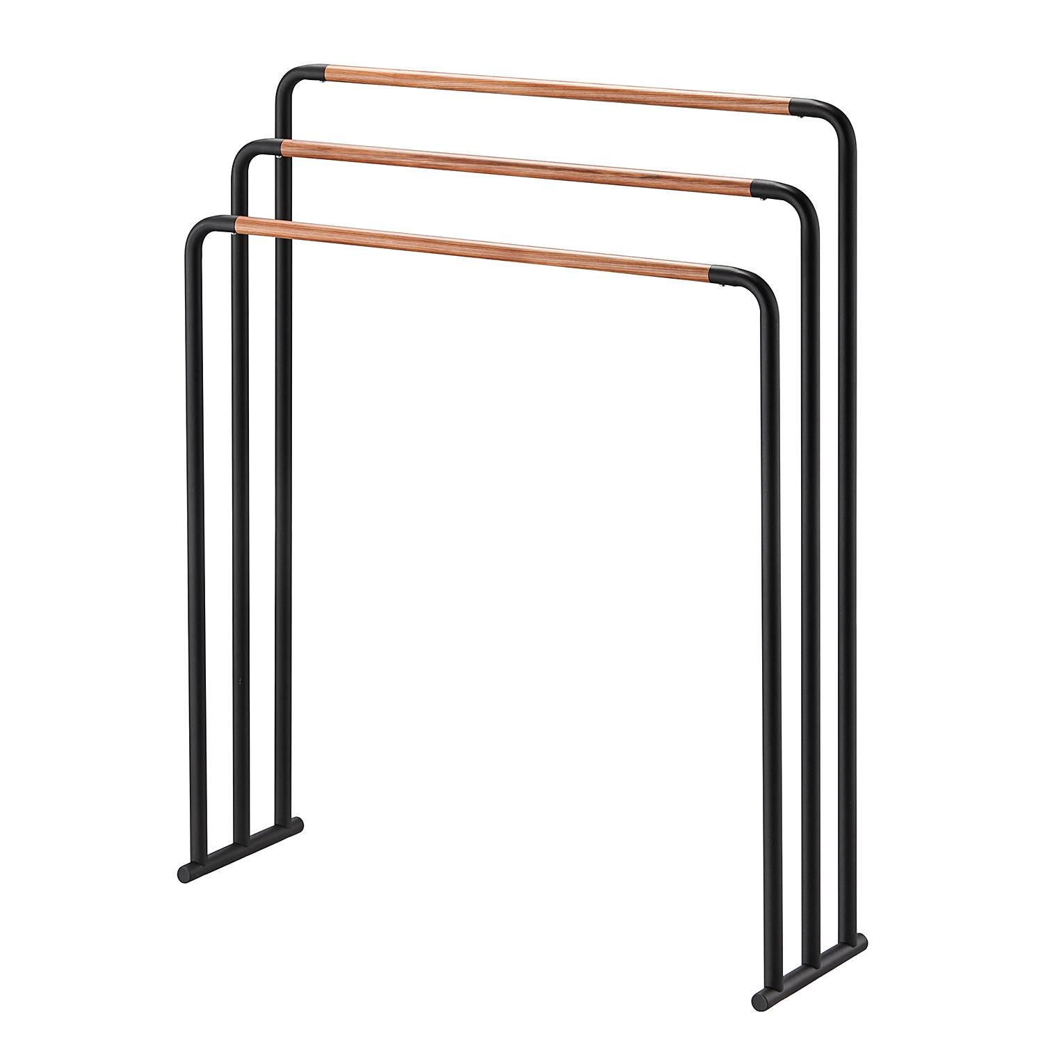 Plain Handtuchhalter Esche Teilmassiv Stahl Schwarz