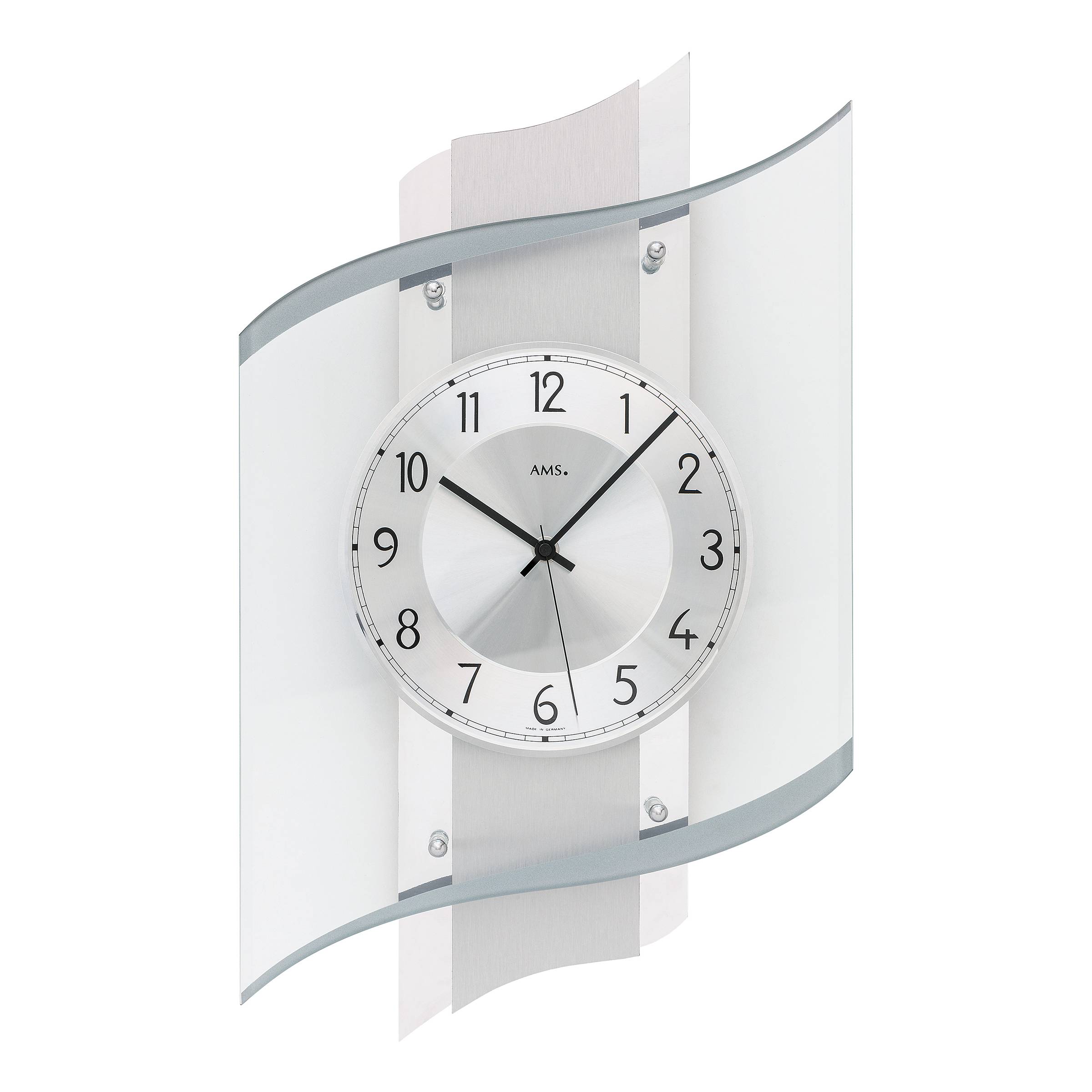 Poyo Funk-Wanduhr Silber