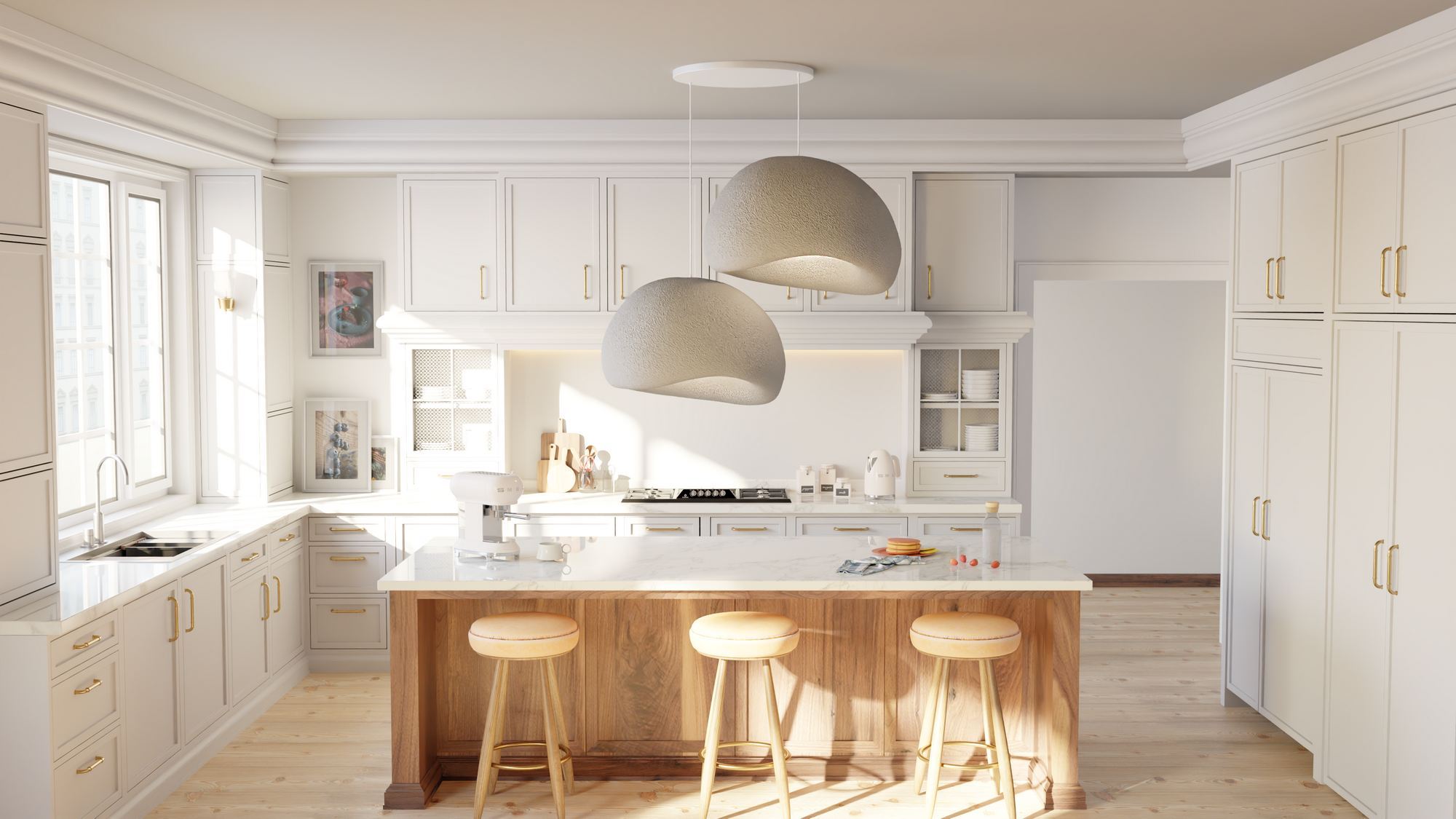 2-Flammig Wabi Sabi Dustfalls Pendelleuchte Beton Grau