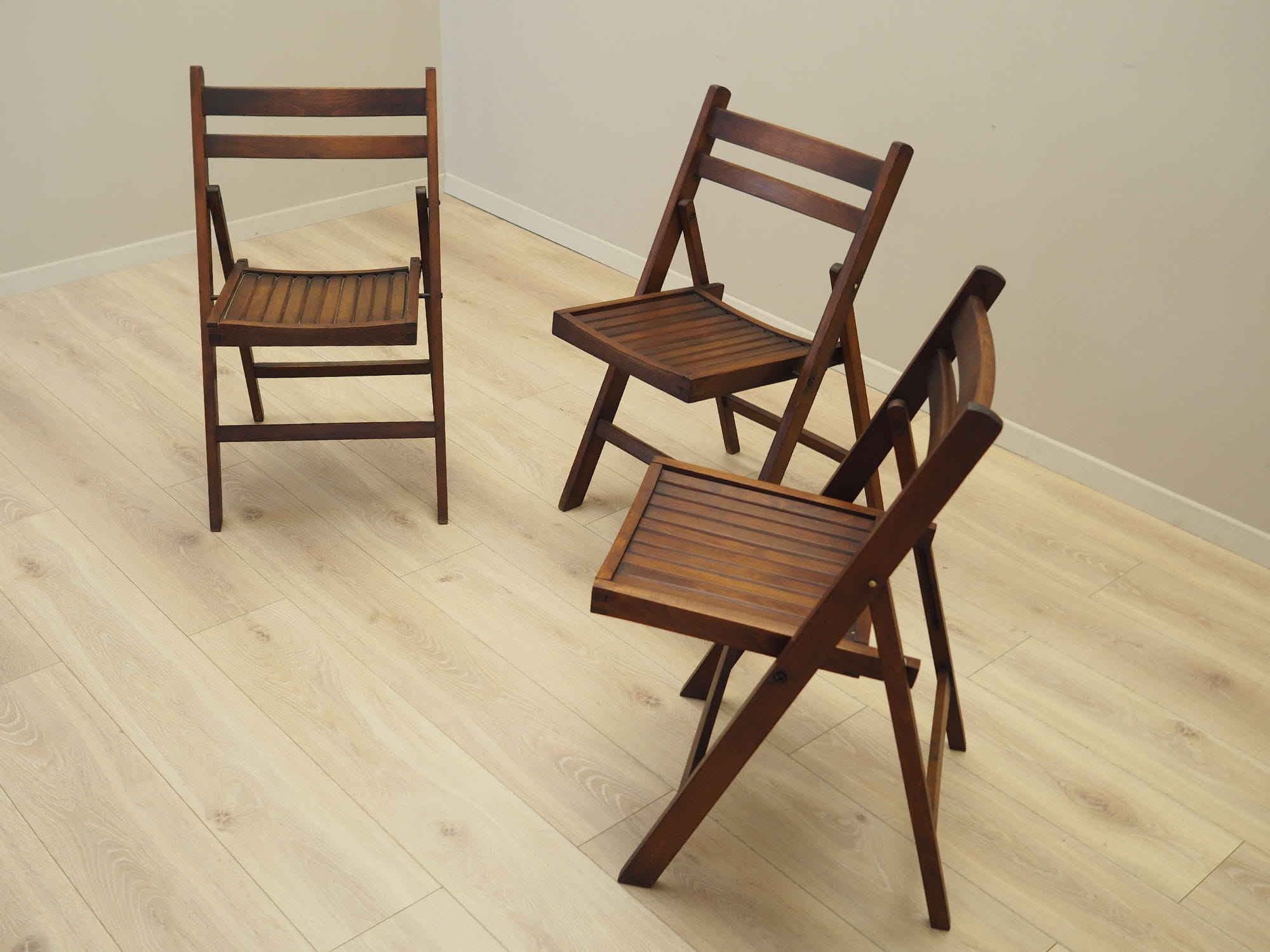 3x Chair Wood Brown 1990s