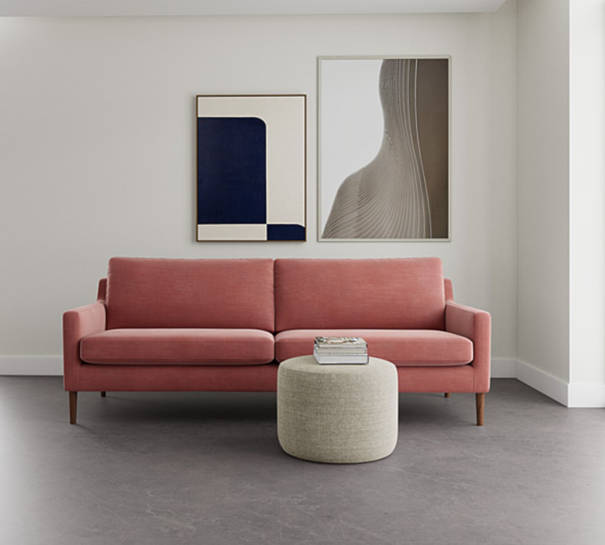 Astha Sofa 3-Sitzer Velour Lux Vintage Rosa