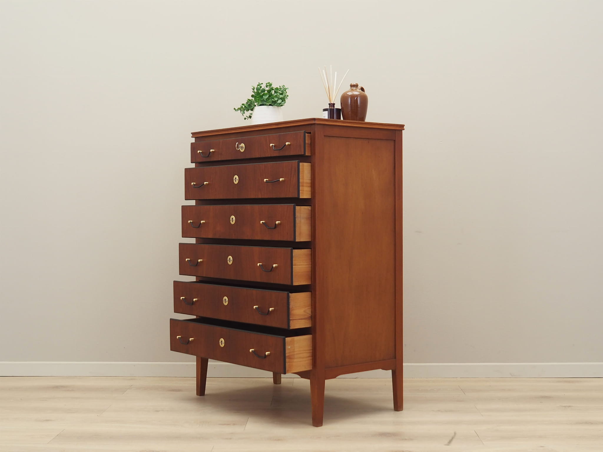 Vintage chest of drawers Teak wood Brown 1970s