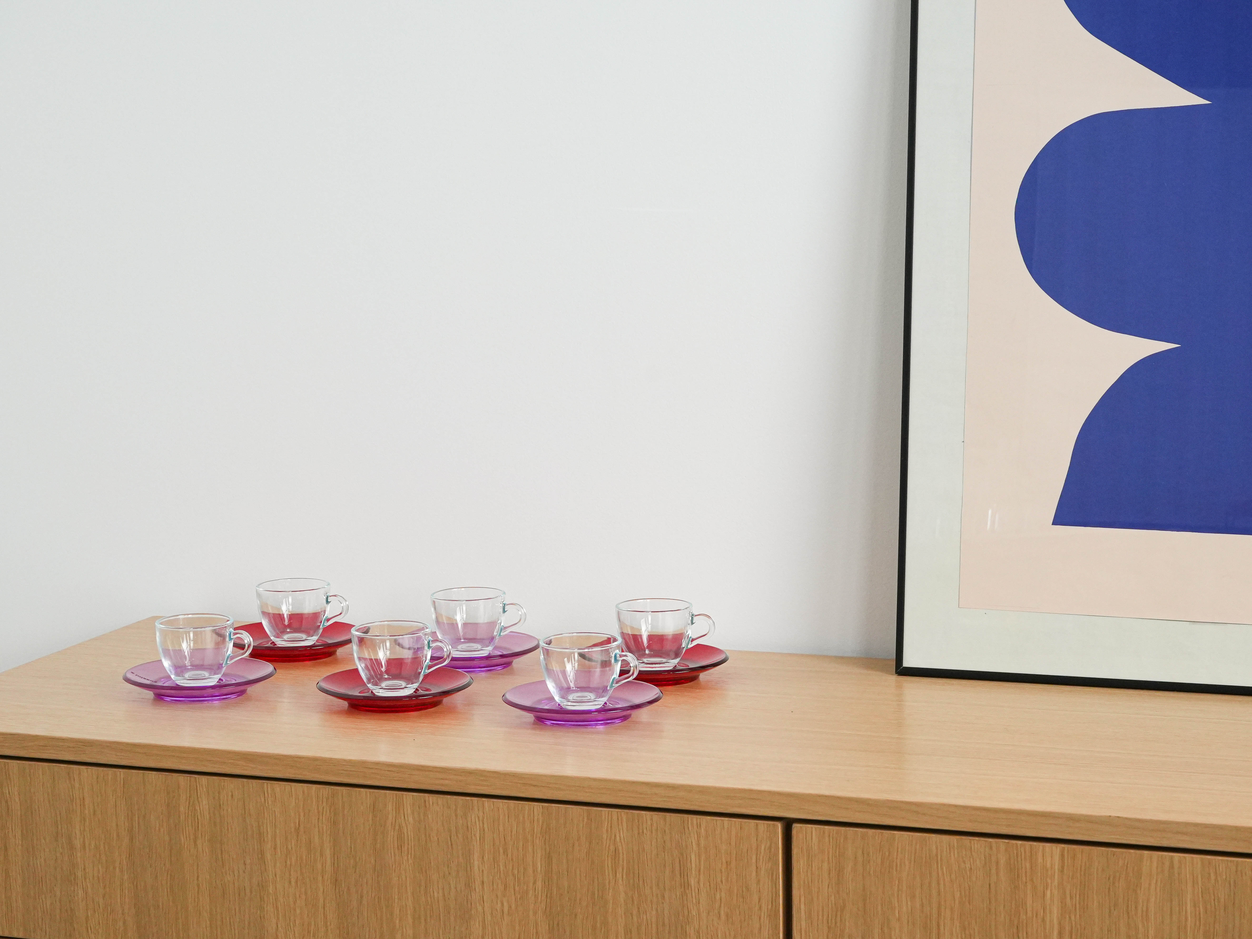 Glass Cup Set Multicolored 1970s