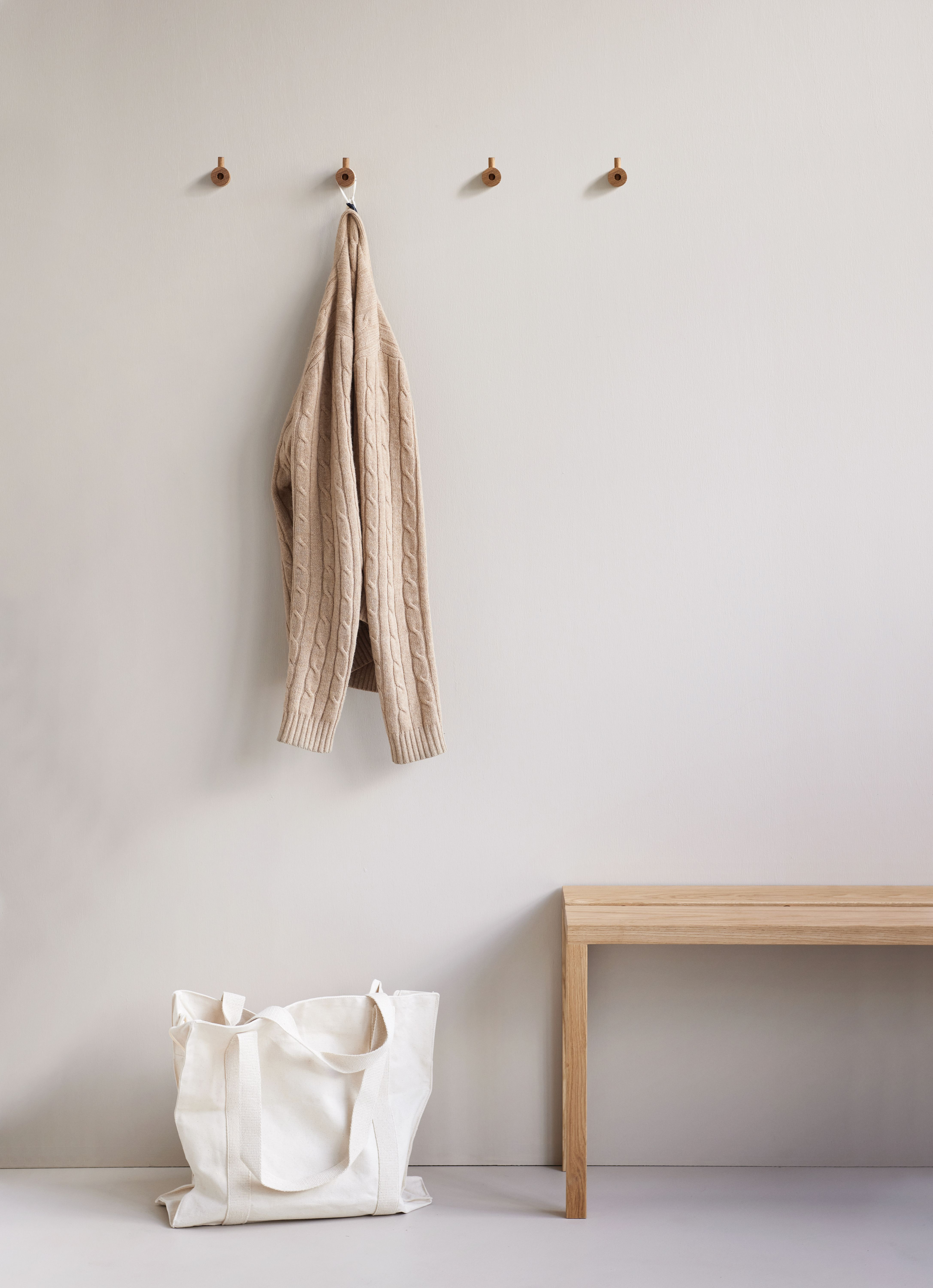 Wooden Wall Hook Wandhaken Beige