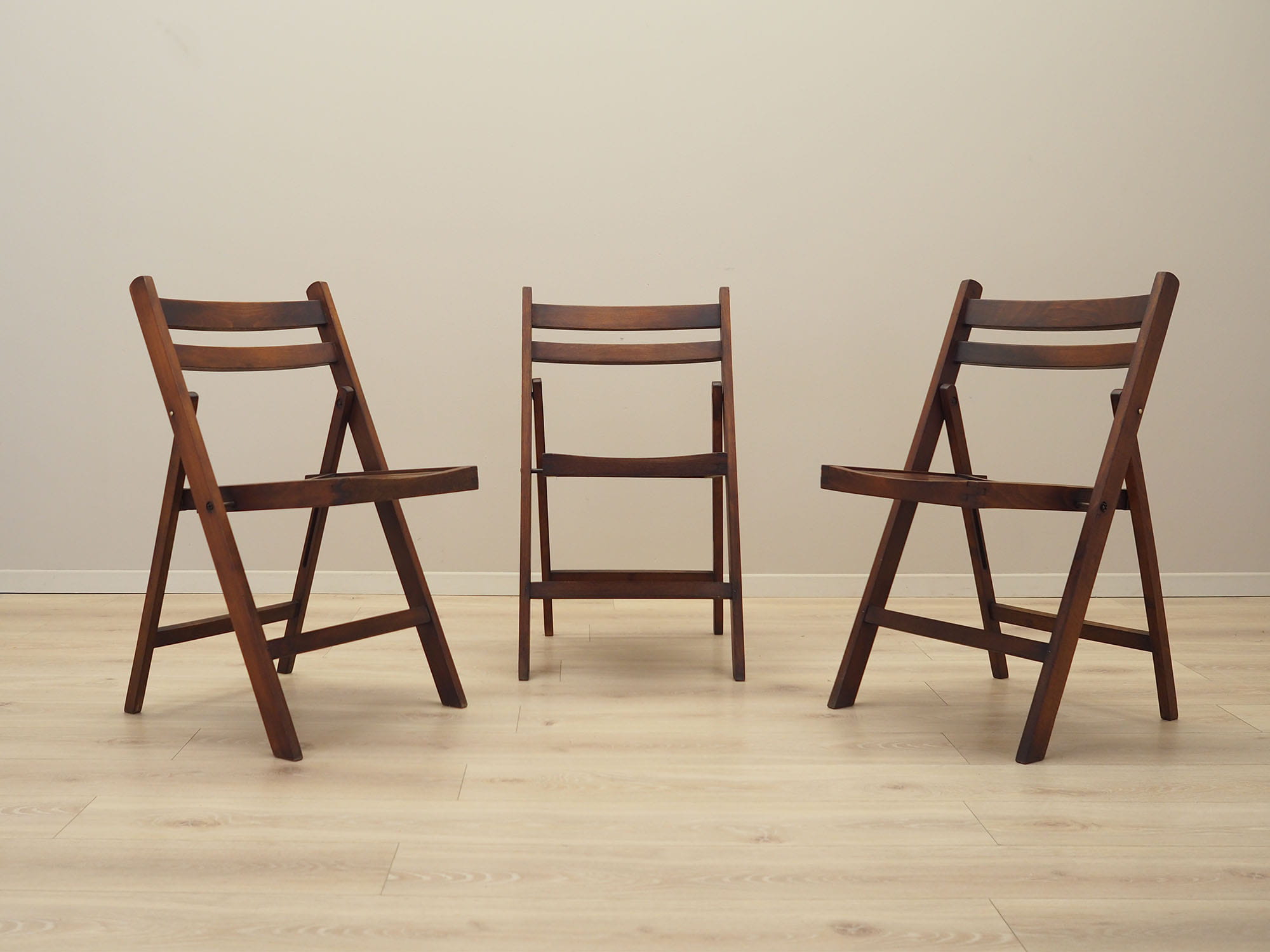 3x Chair Wood Brown 1990s