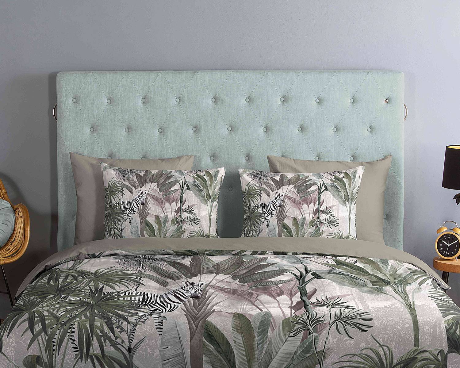 Irene Bettwäsche-Set Baumwolle Grau 155x220cm Kissen 80x80cm