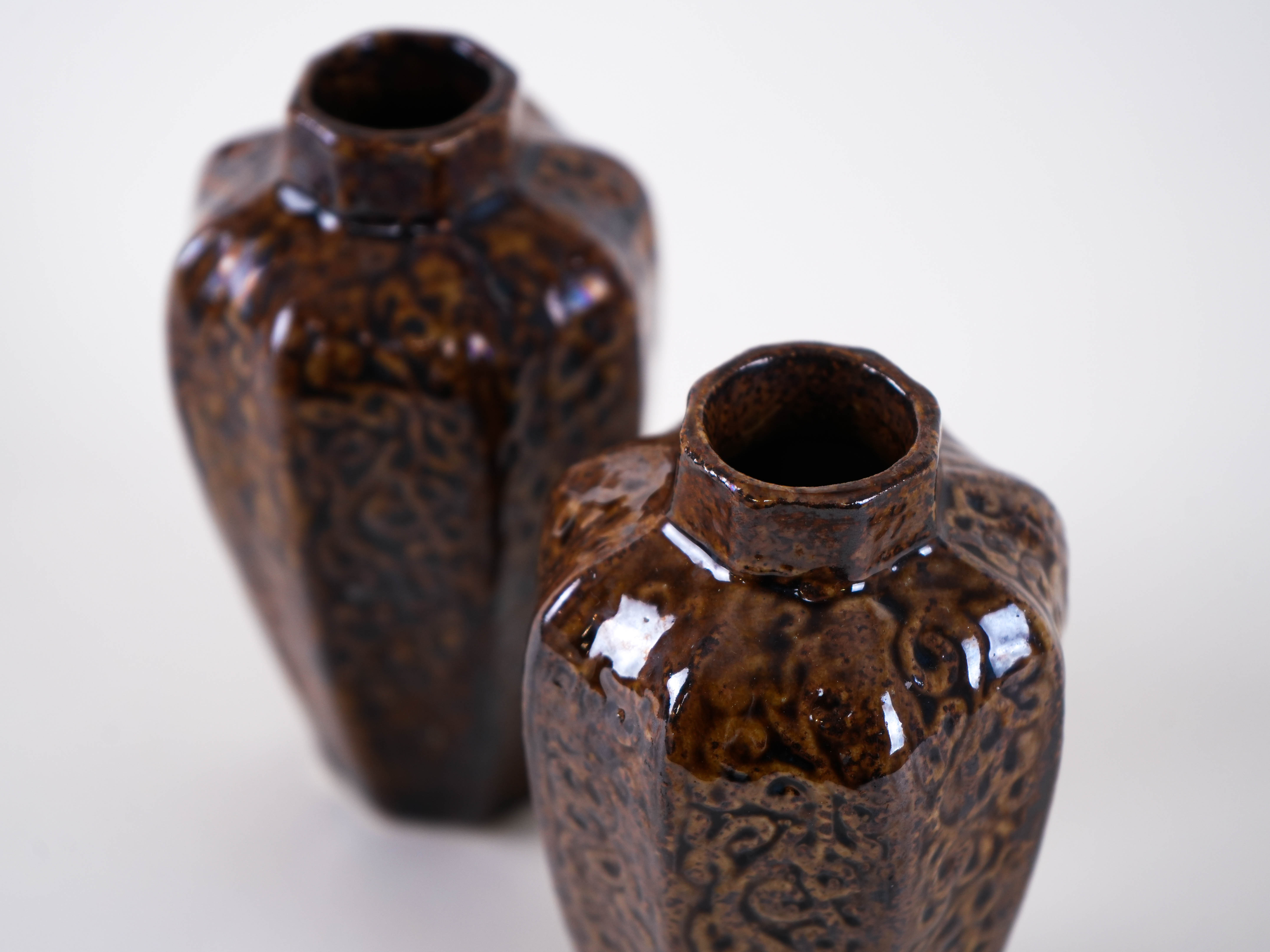 Ceramic Vases Brown Set of 2 1960s