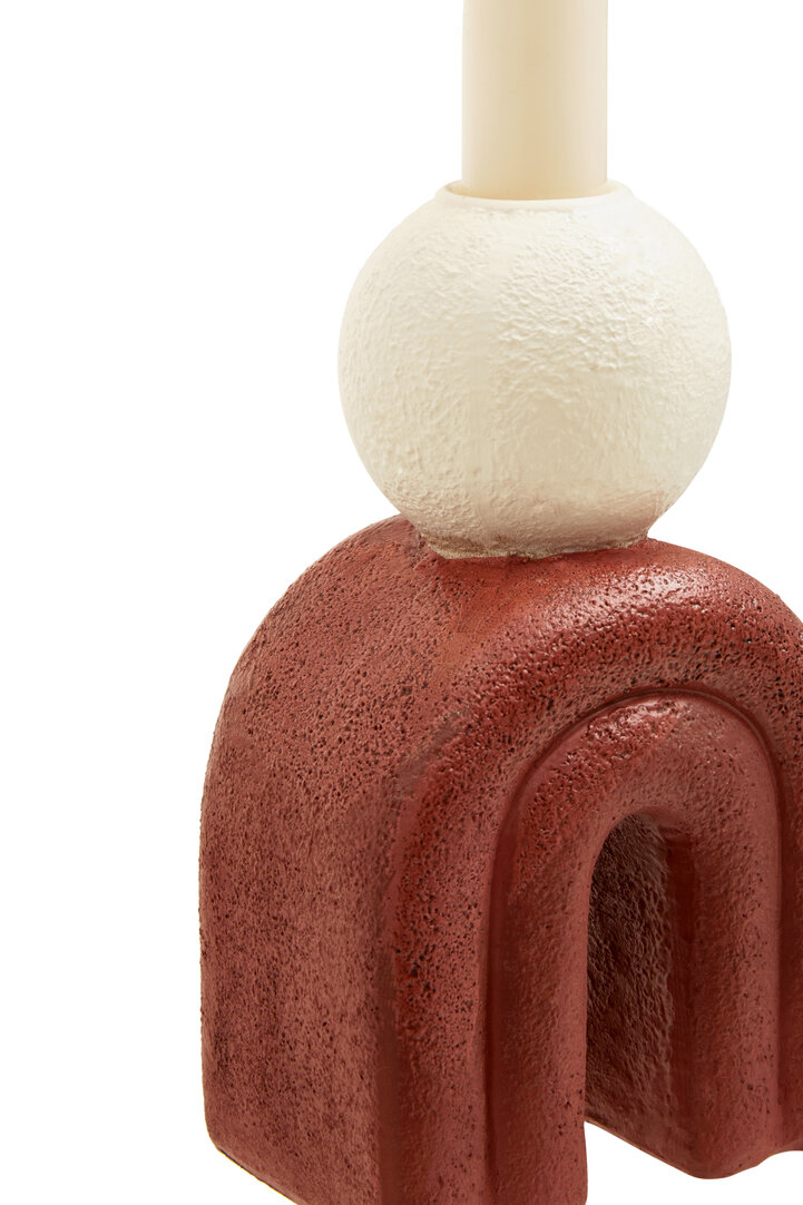 Utica Portacandele Crema Rosso