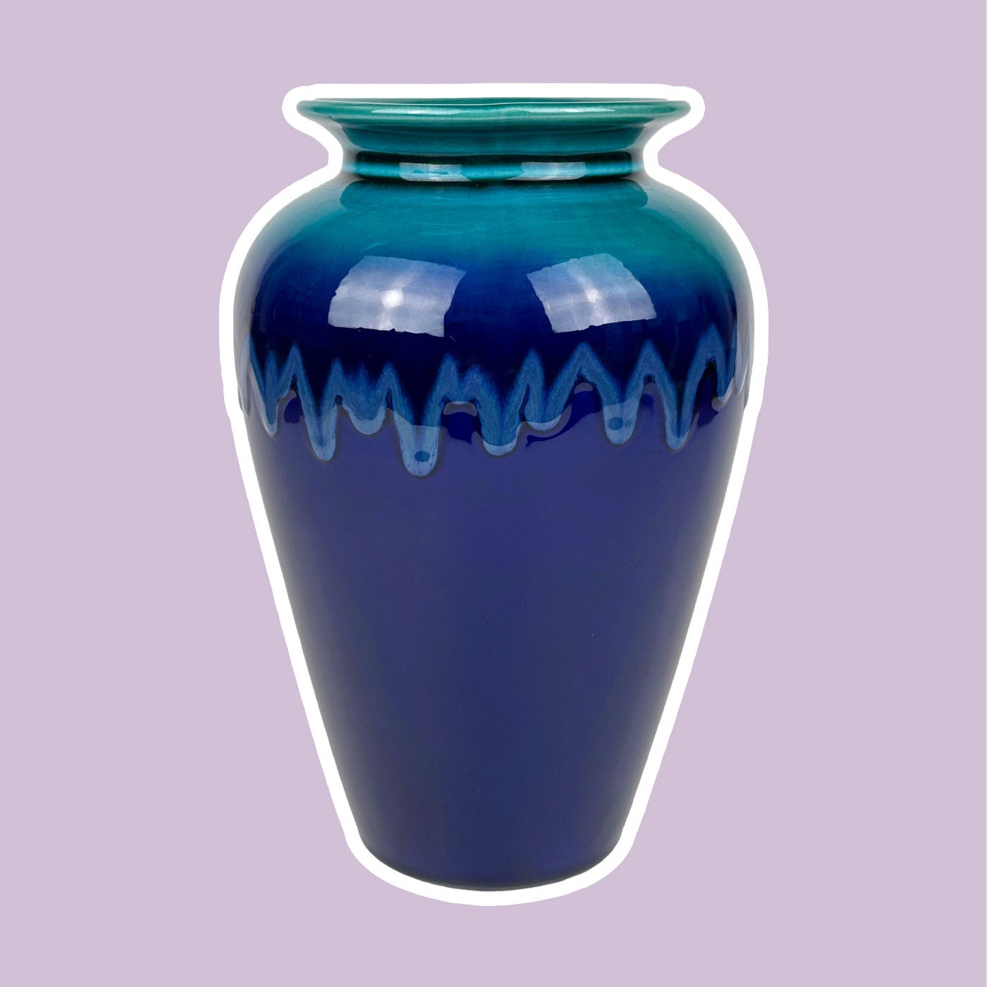 Fat Lava Vase Keramik Blau 1980er Jahre