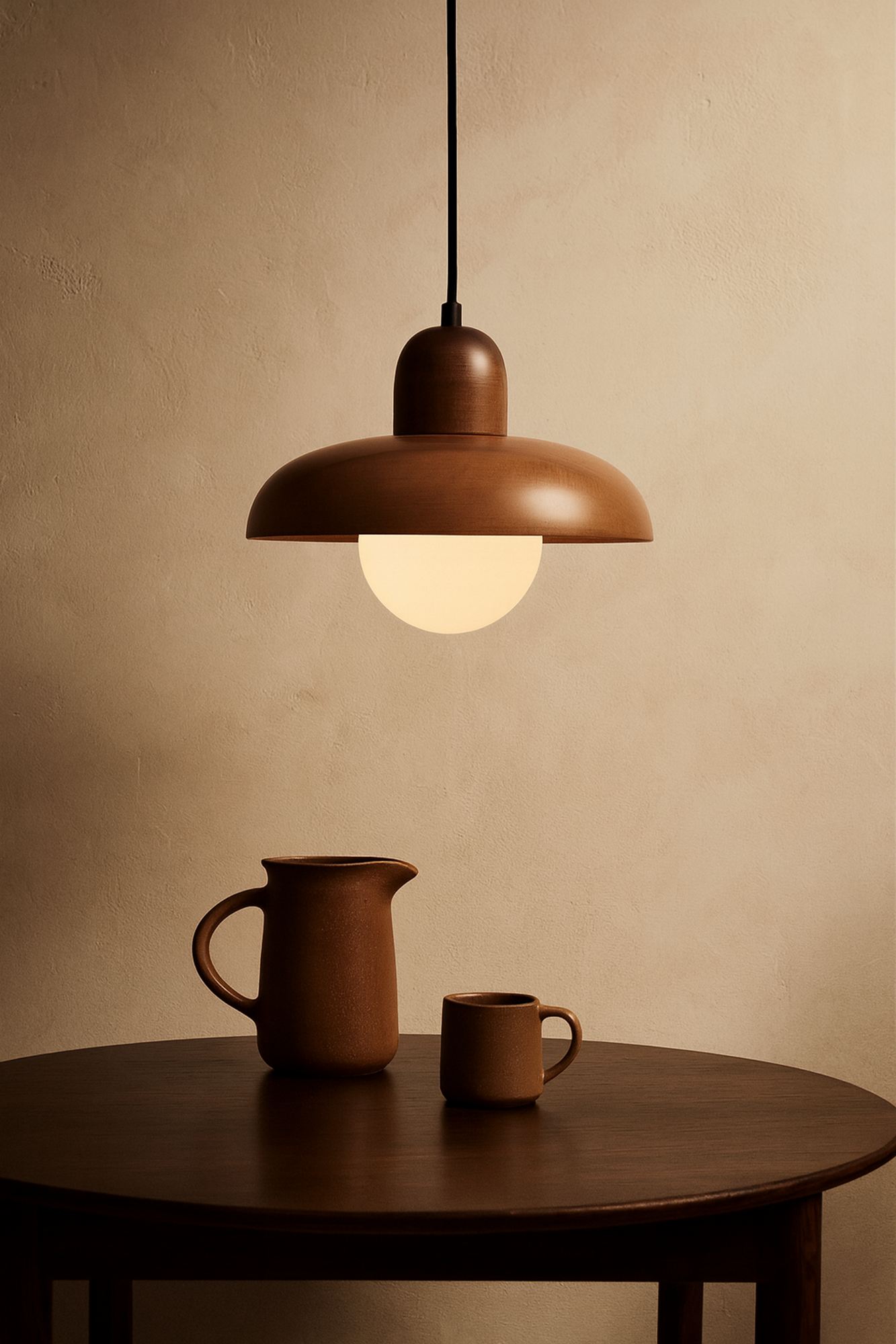Hand Pendant Light Walnut Wood Brown