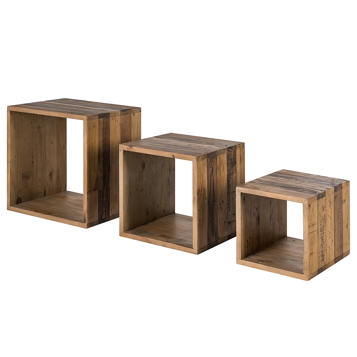 x3 Wandregal TAMATI Pinie massiv