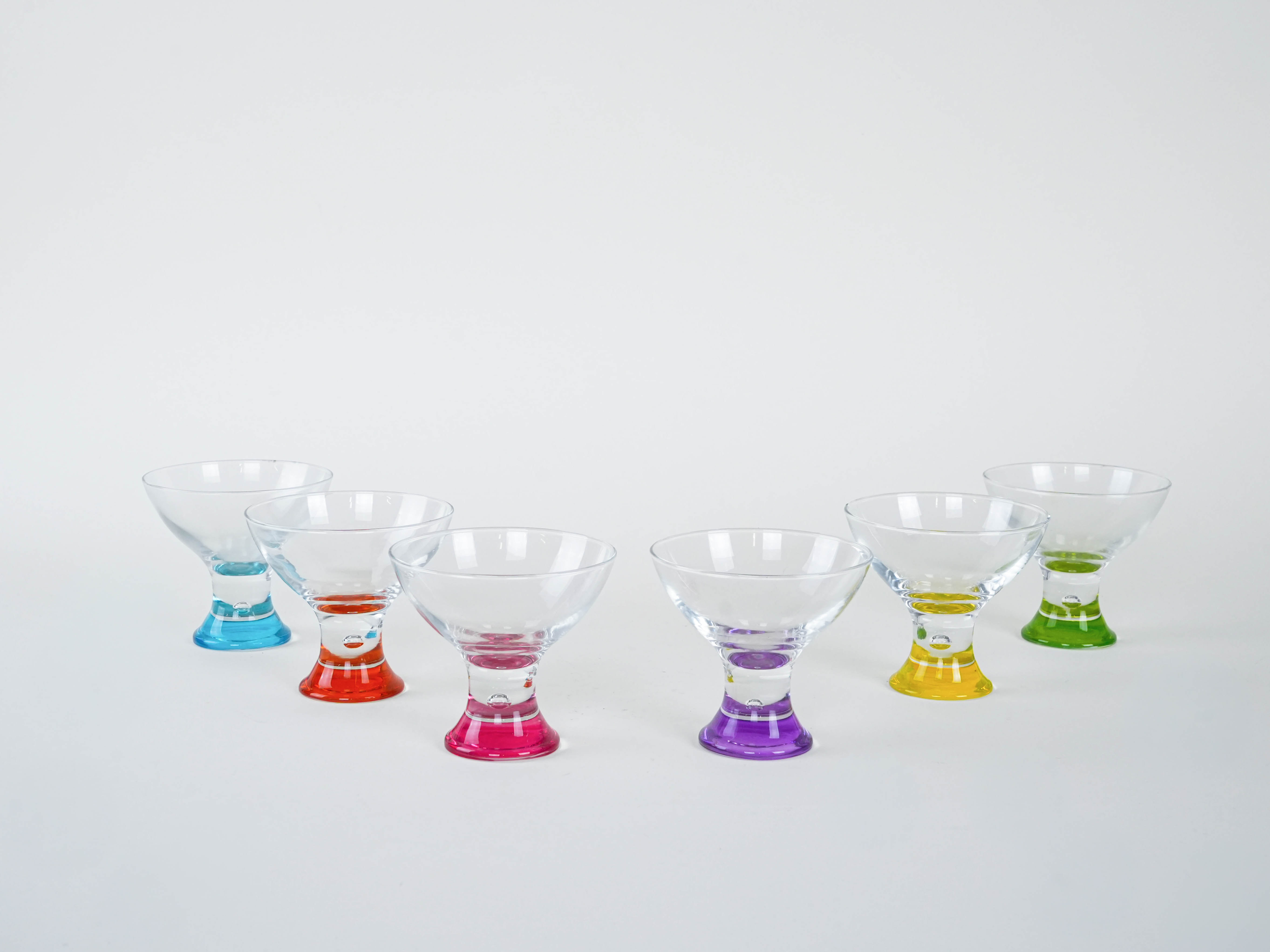 Set di ciotole da dessert multicolore anni '80