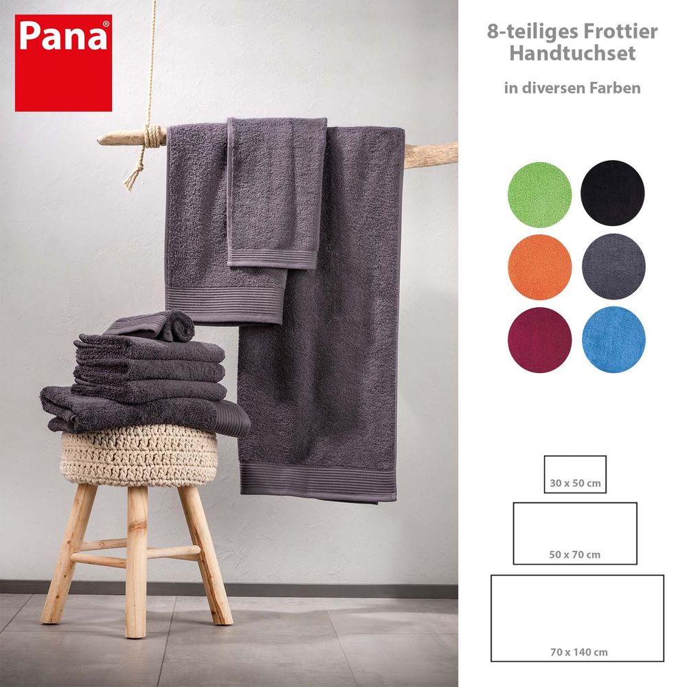 8-tlg. Handtuch-Set aus Baumwolle Grau Öko-Tex Standard 100