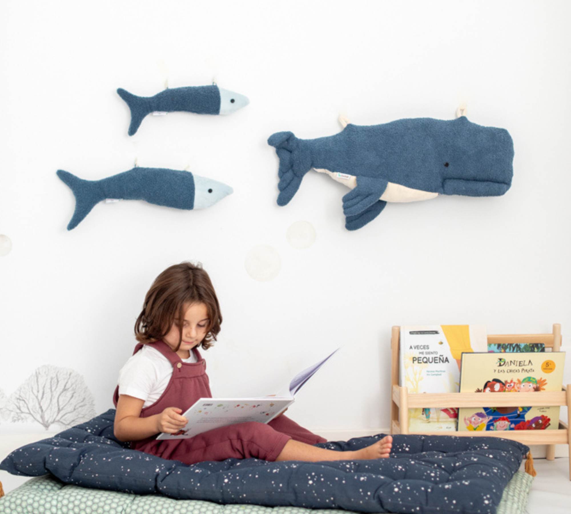 2x Fish & Beluga Whale Plush toy Cotton Blue