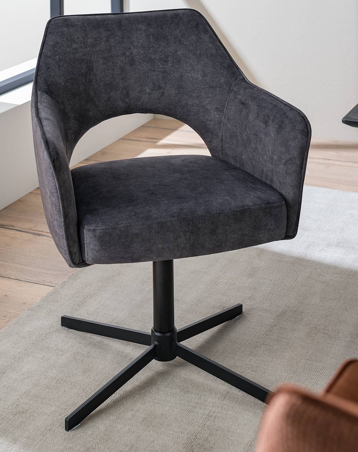 Armchair Yellville TypeA Swivel Microfiber Anthracite